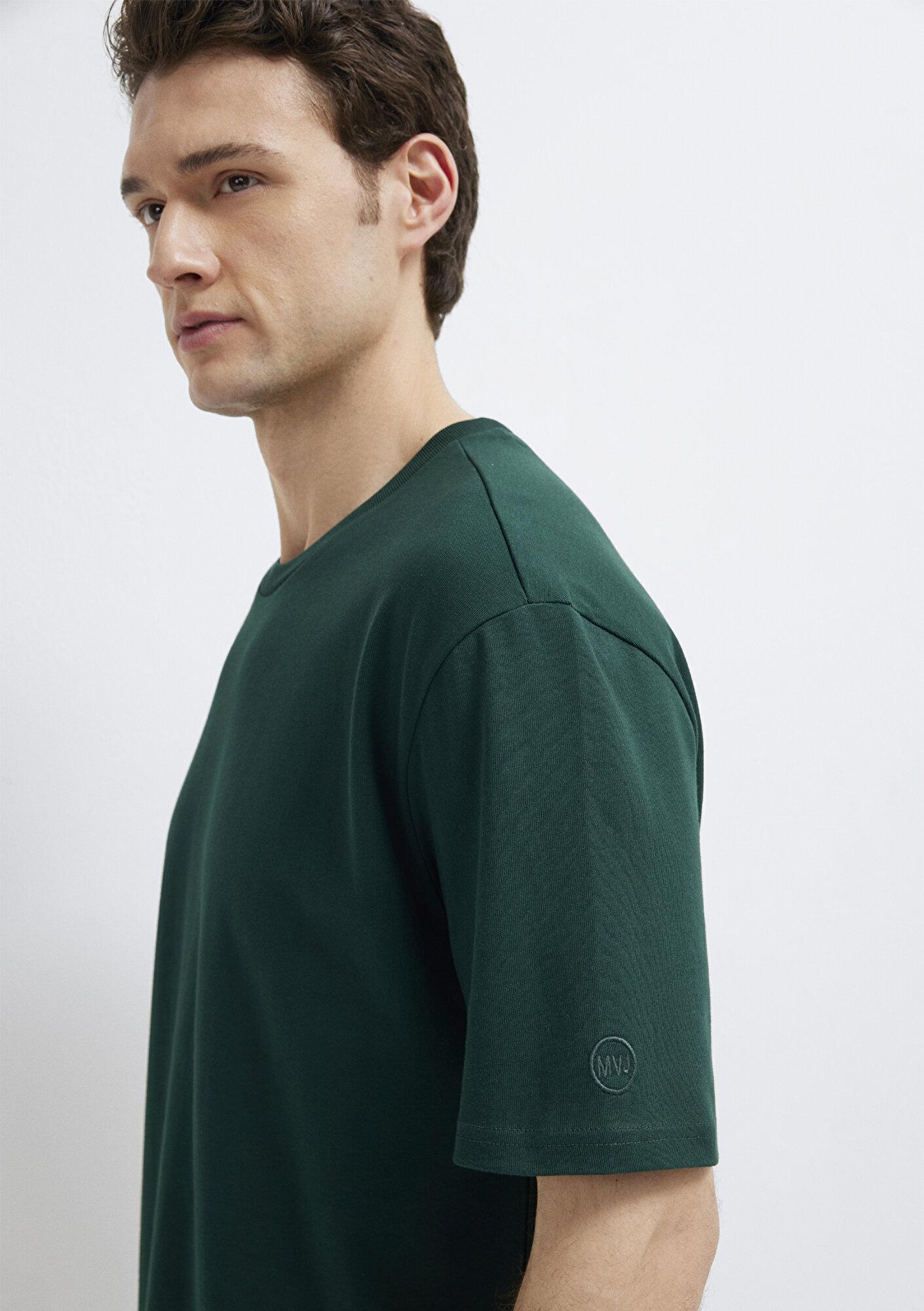 Mavi Yeşil Basic Tişört Loose Fit / Bol Rahat Kesim 0611924-85173