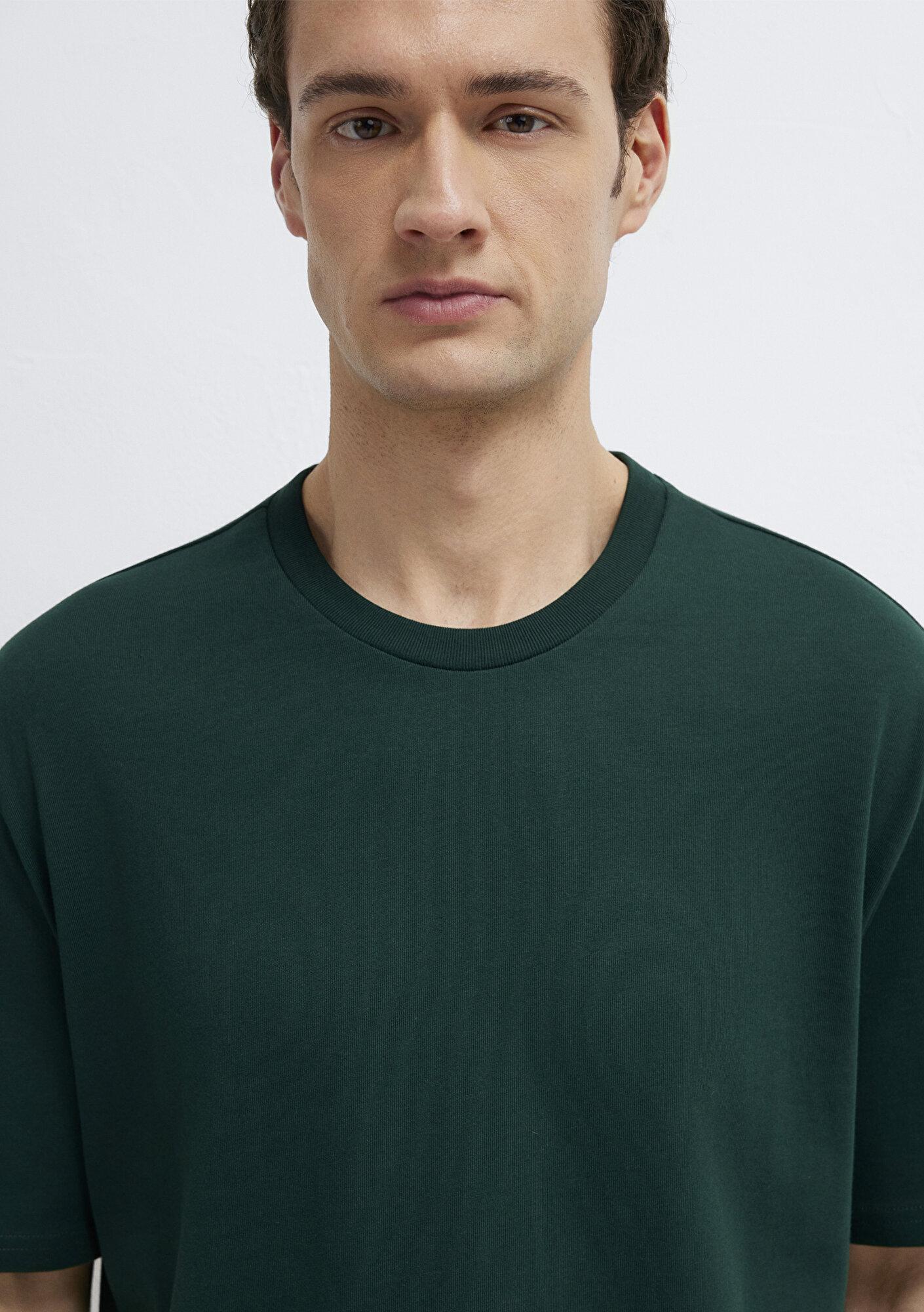 Mavi Yeşil Basic Tişört Loose Fit / Bol Rahat Kesim 0611924-85173