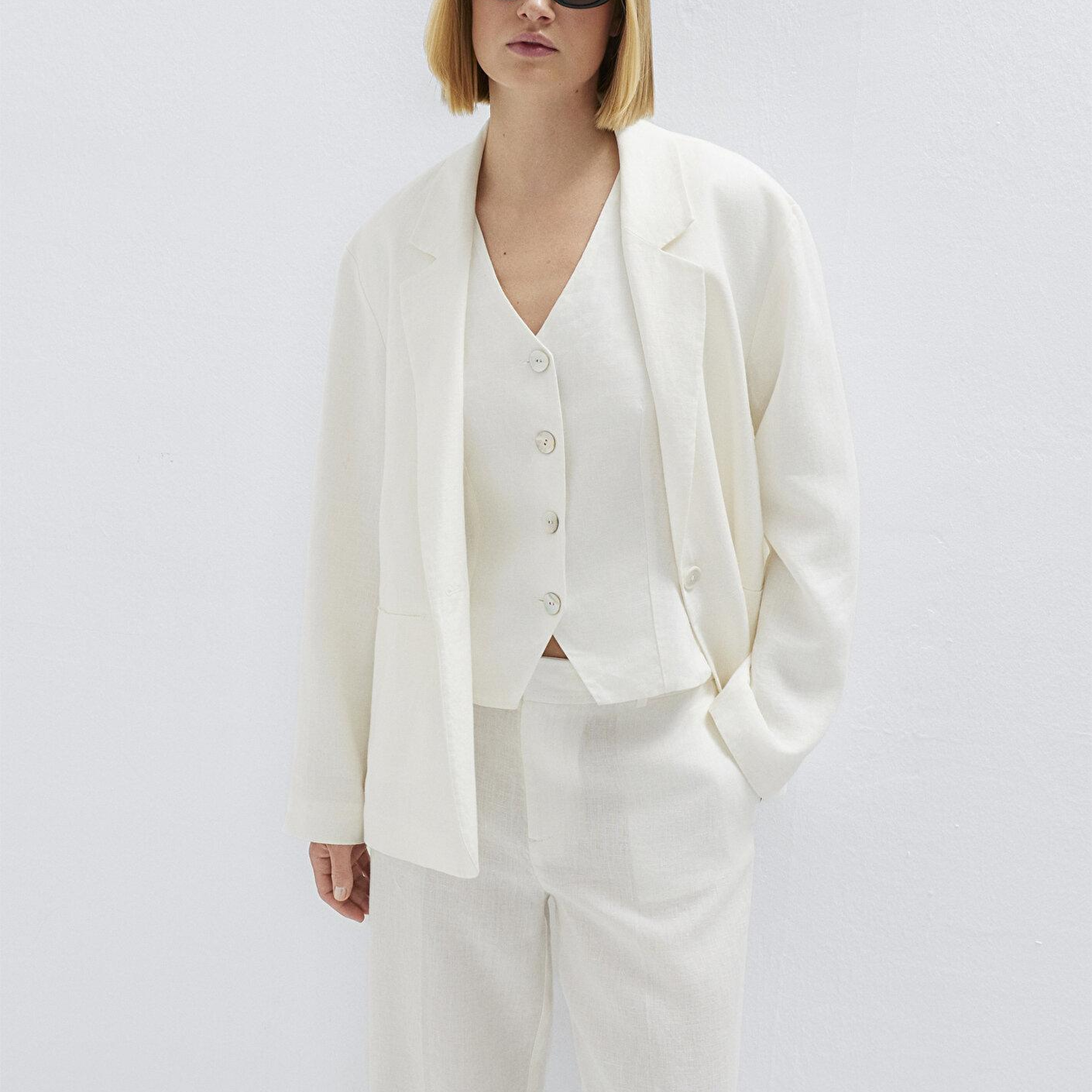 Mavi Ekru Keten Blazer 1110850-70057