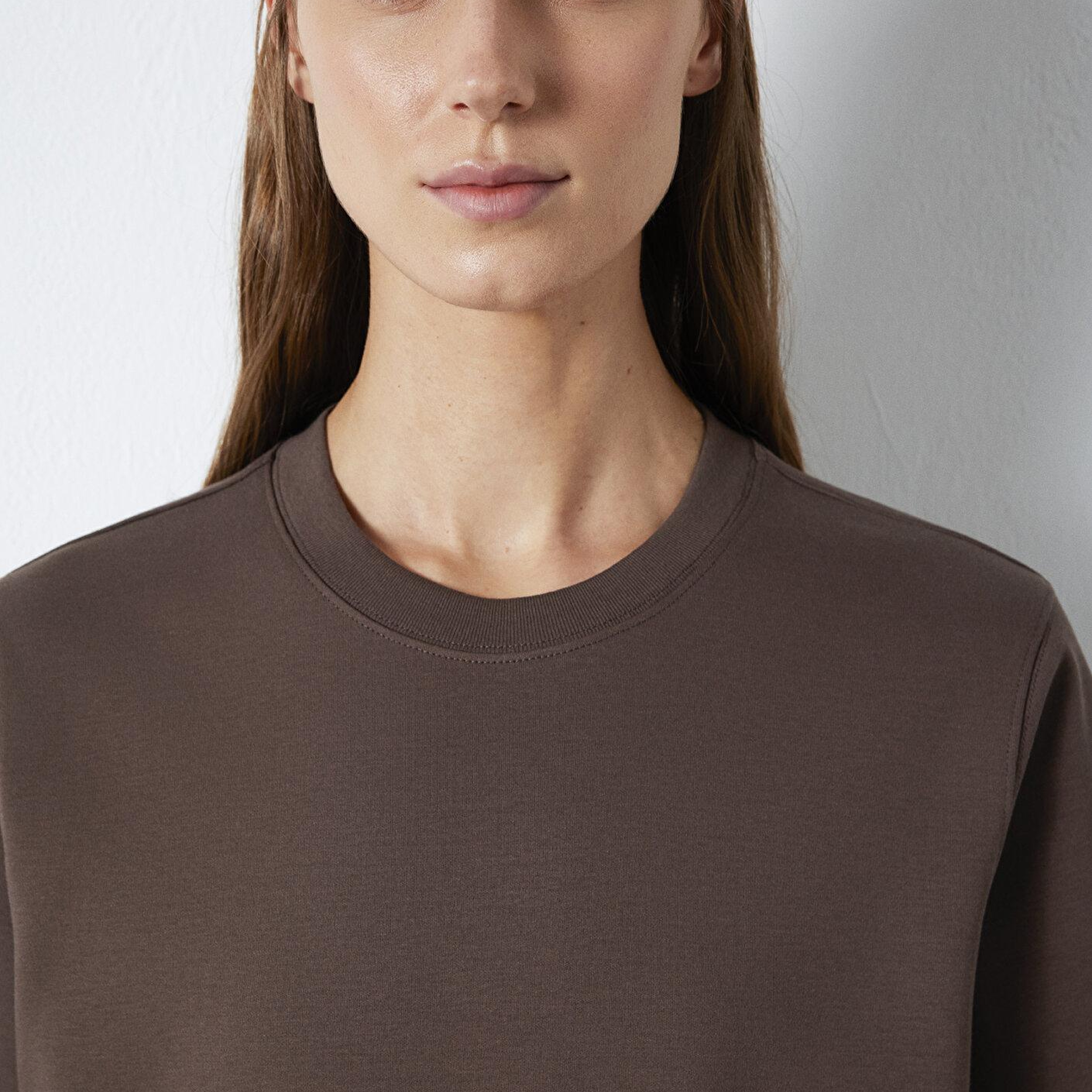 Mavi Kahverengi Basic İnterlok Tişört Loose Fit / Bol Rahat Kesim 1613820-71603