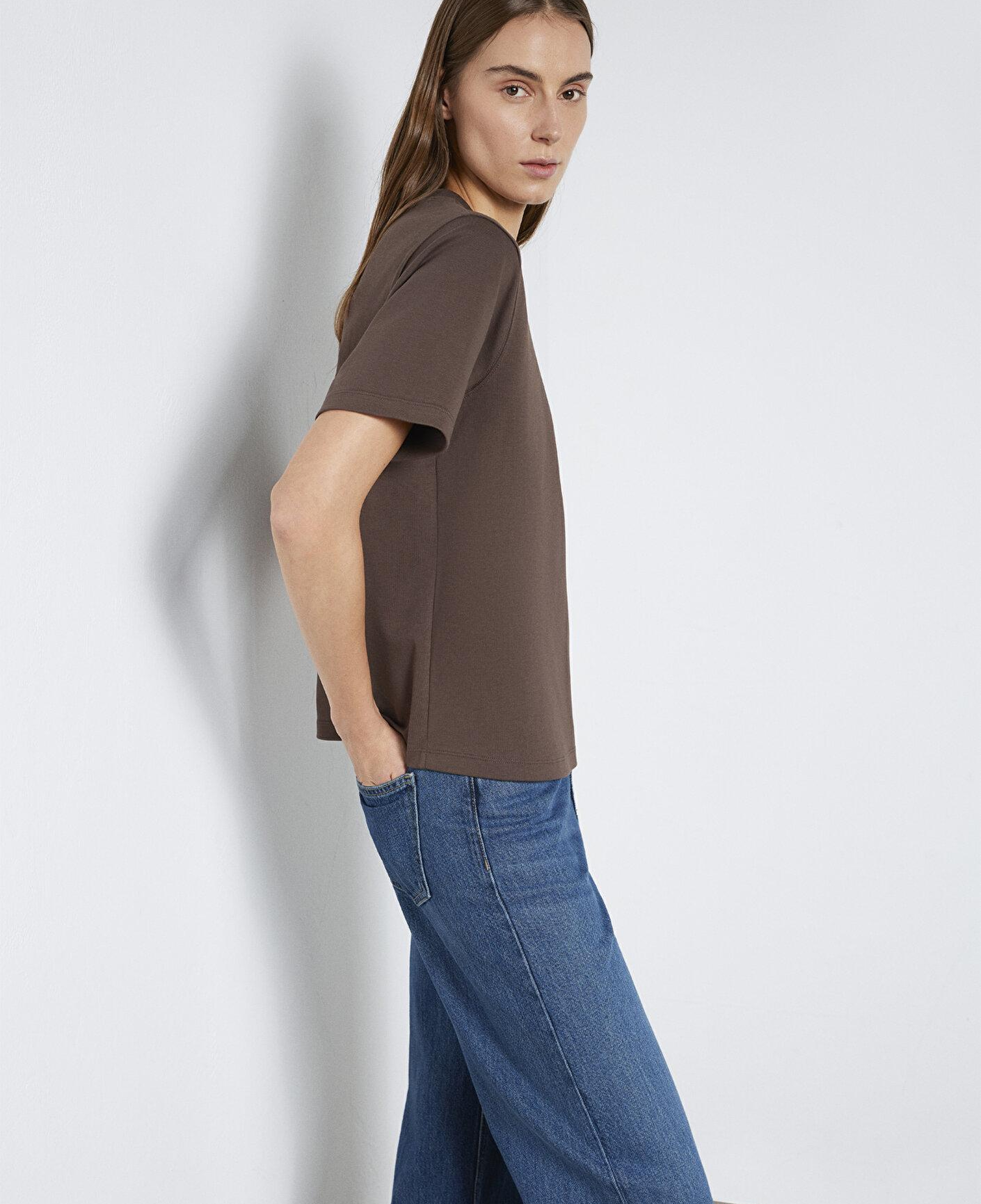 Mavi Kahverengi Basic İnterlok Tişört Loose Fit / Bol Rahat Kesim 1613820-71603