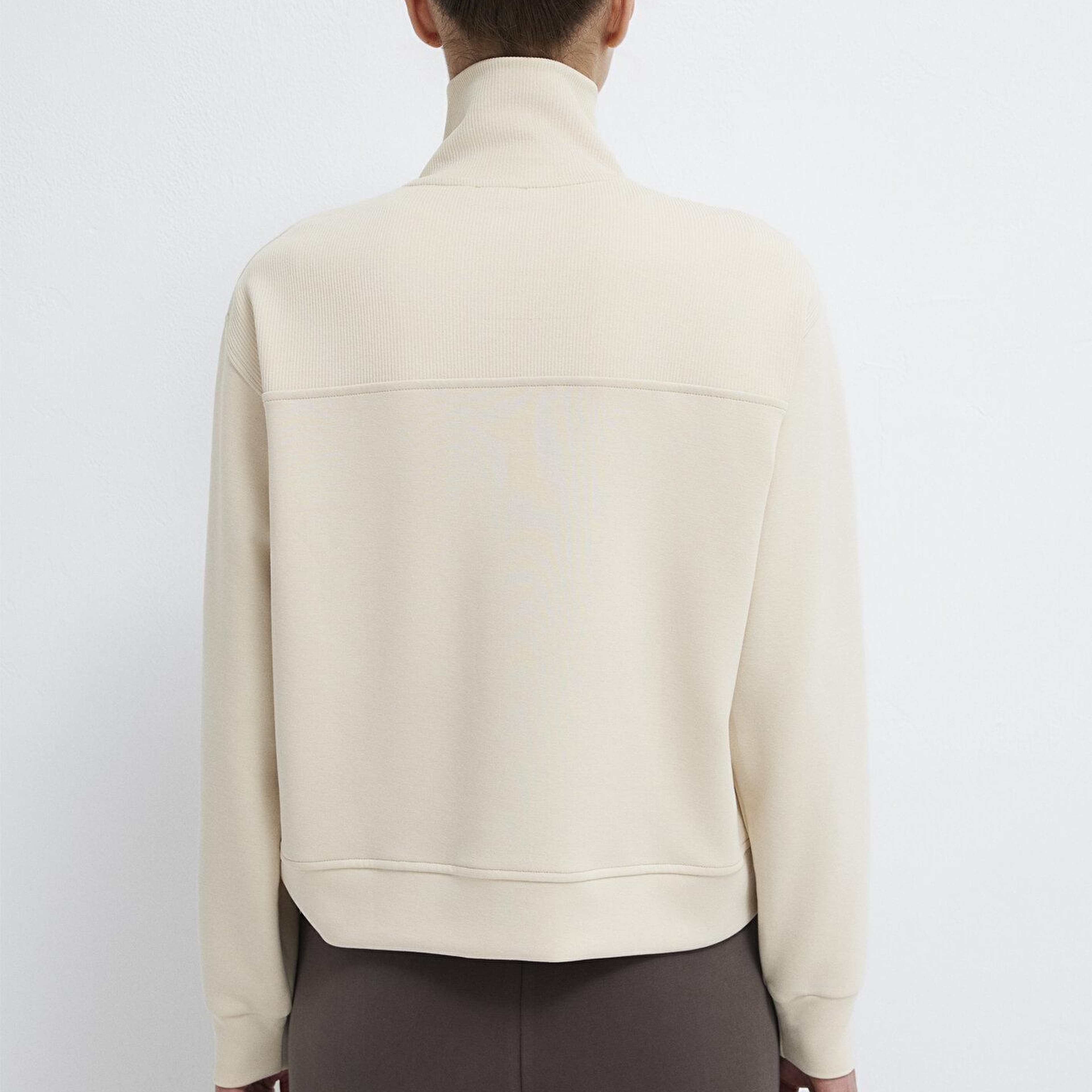 Mavi Yarı Fermuarlı Ekru (TENCEL™) Modal Karışımlı Sweatshirt 1S10488-70005
