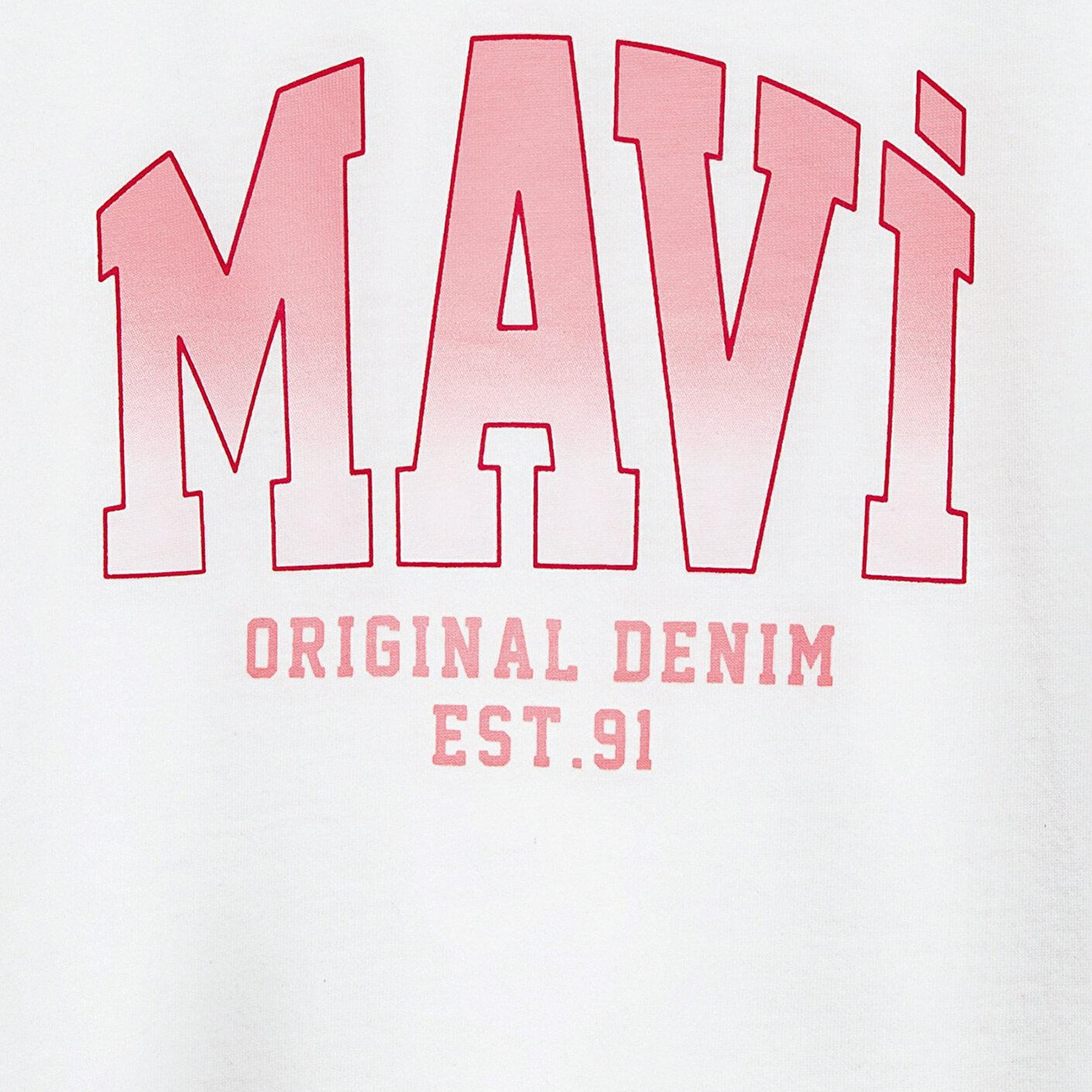 Mavi Mavi Logo Baskılı Ekru Tişört Loose Fit / Bol Rahat Kesim 7610386-70057