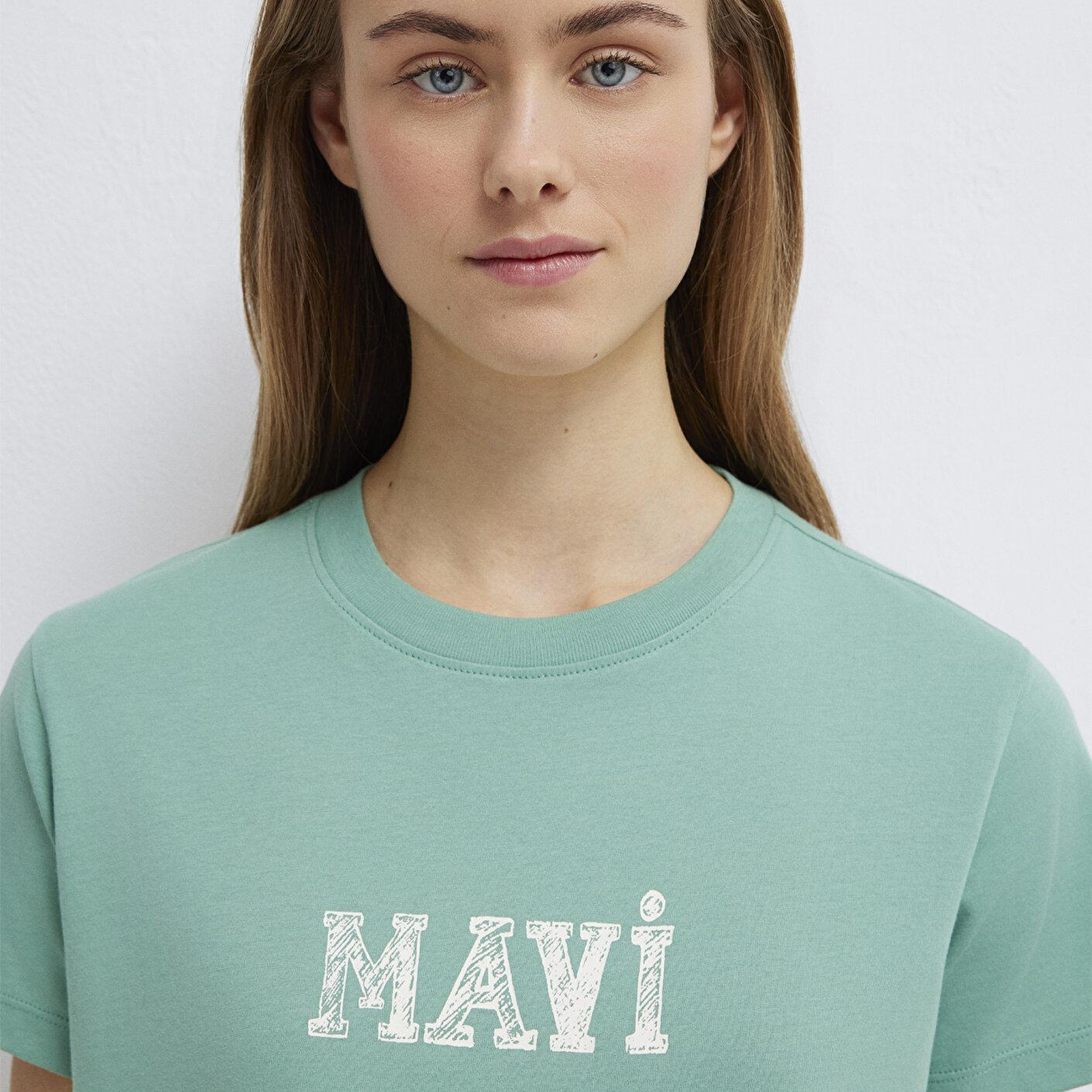 Mavi Mavi Baskılı Yeşil Tişört Regular Fit / Normal Kesim 1612232-71480