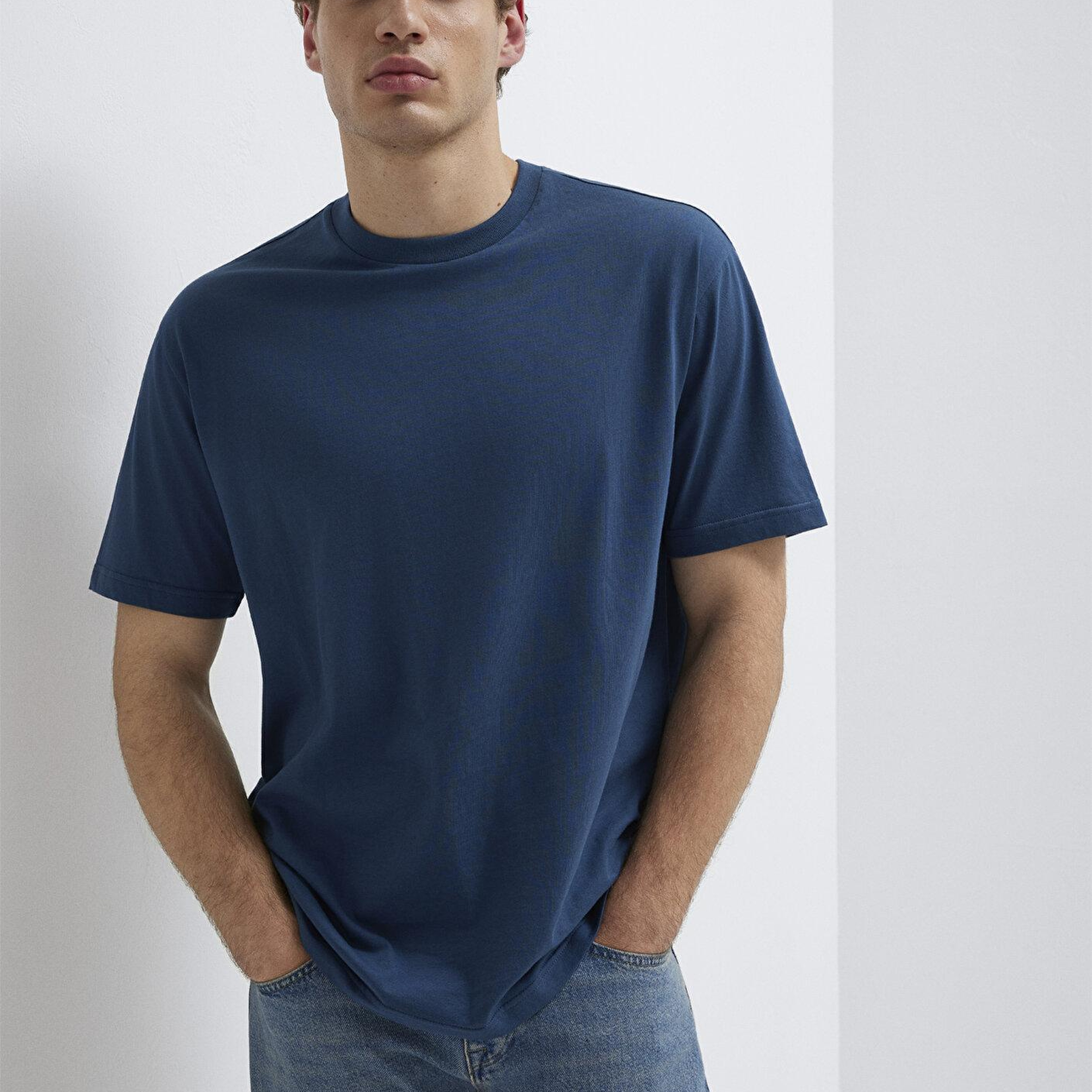 Mavi 2li Erkek Basic Tişört Loose Fit / Bol Rahat Kesim 0612317-90609
