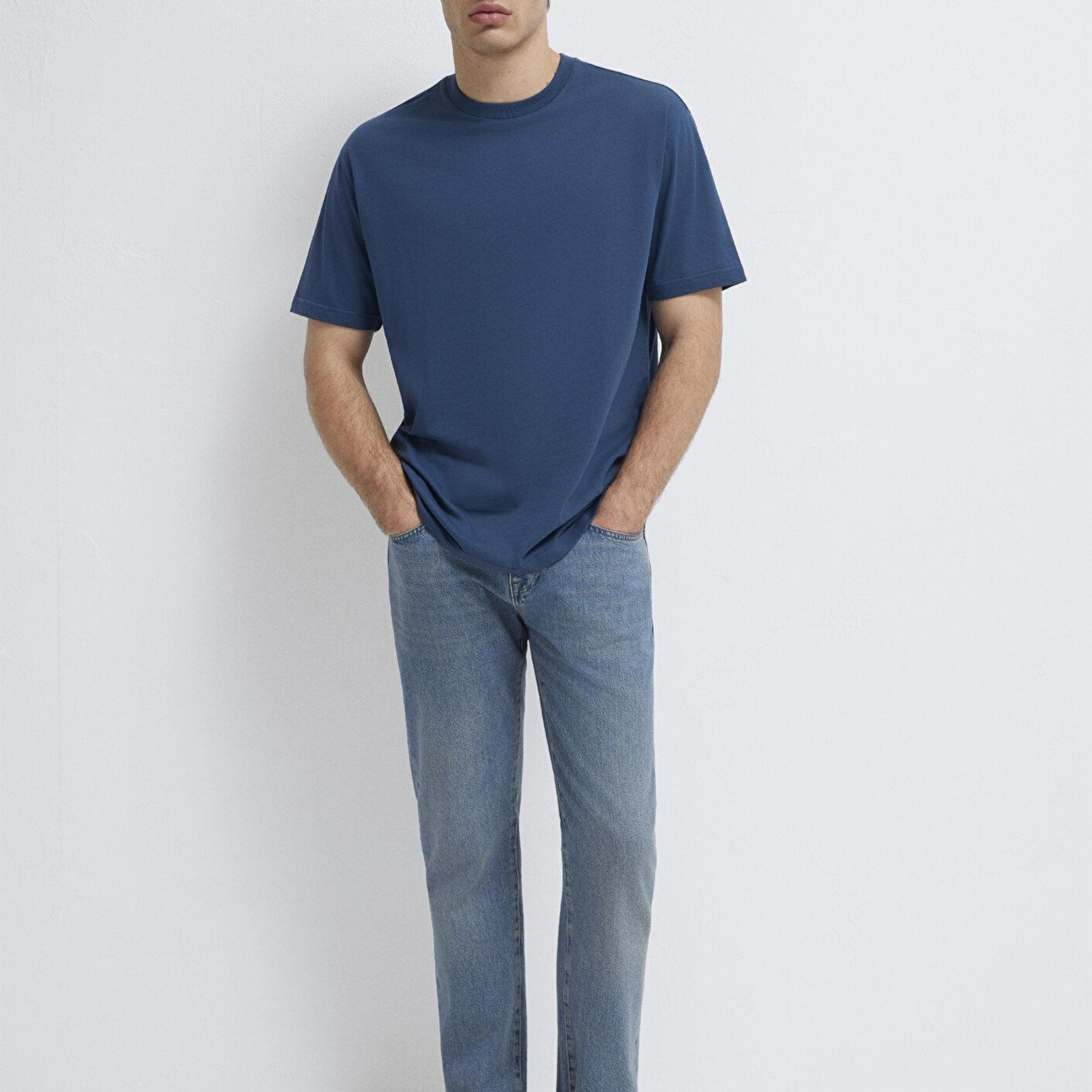 Mavi 2li Erkek Basic Tişört Loose Fit / Bol Rahat Kesim 0612317-90609