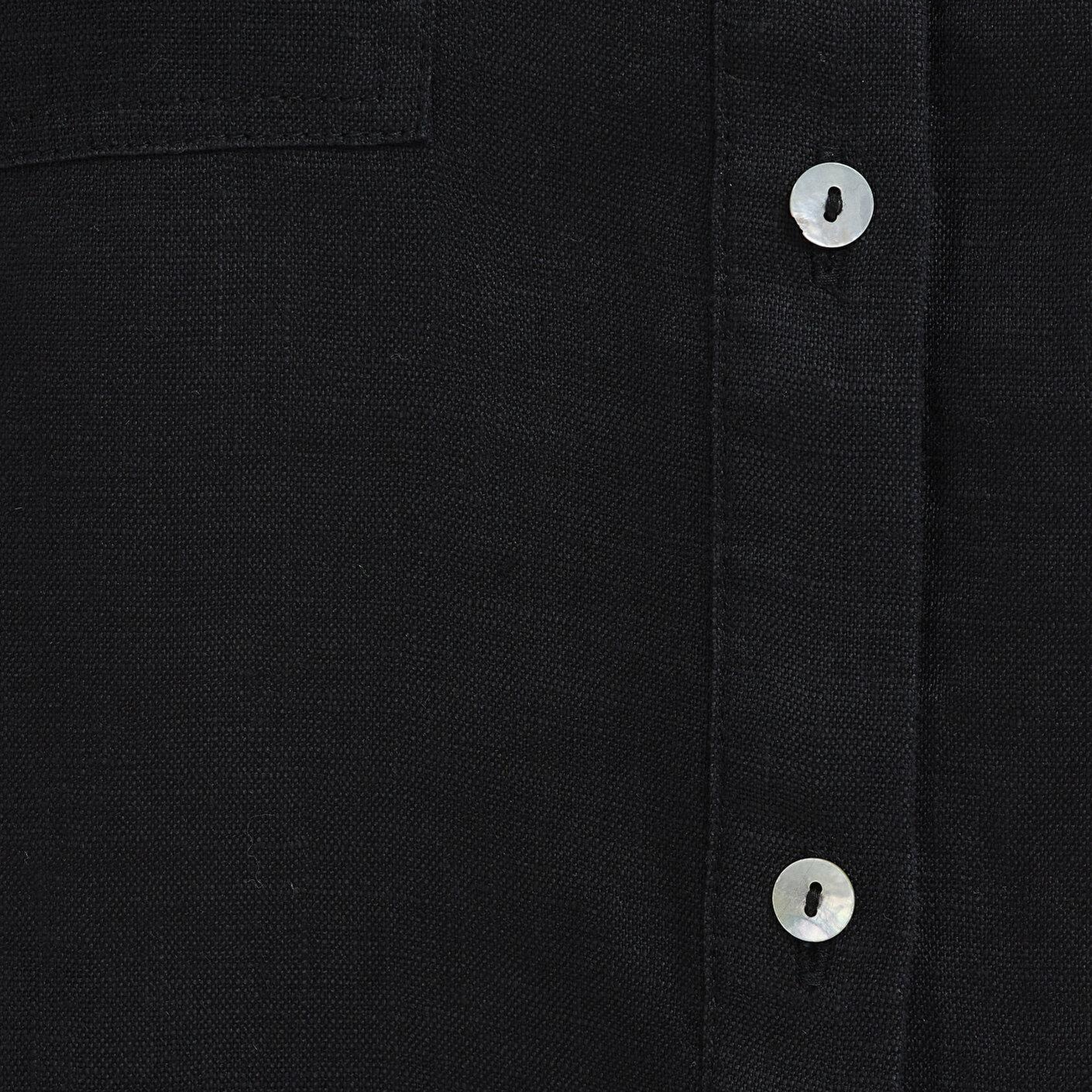 Mavi Cepli Siyah Keten Gömlek Slim Fit / Dar Kesim 1211466-900