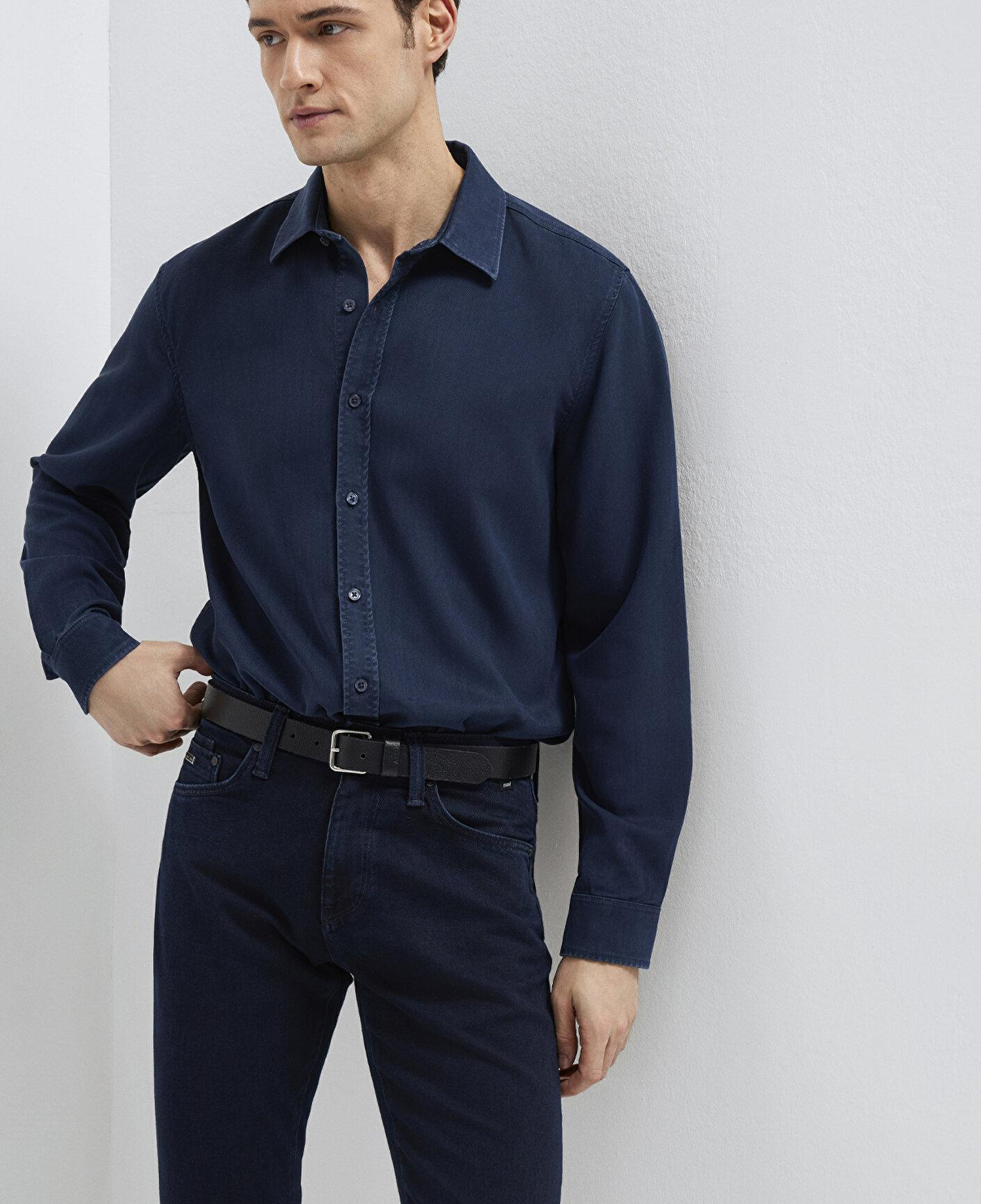 Mavi Lacivert (TENCEL™) Liyosel Gömlek Regular Fit / Normal Kesim 0210818-70494