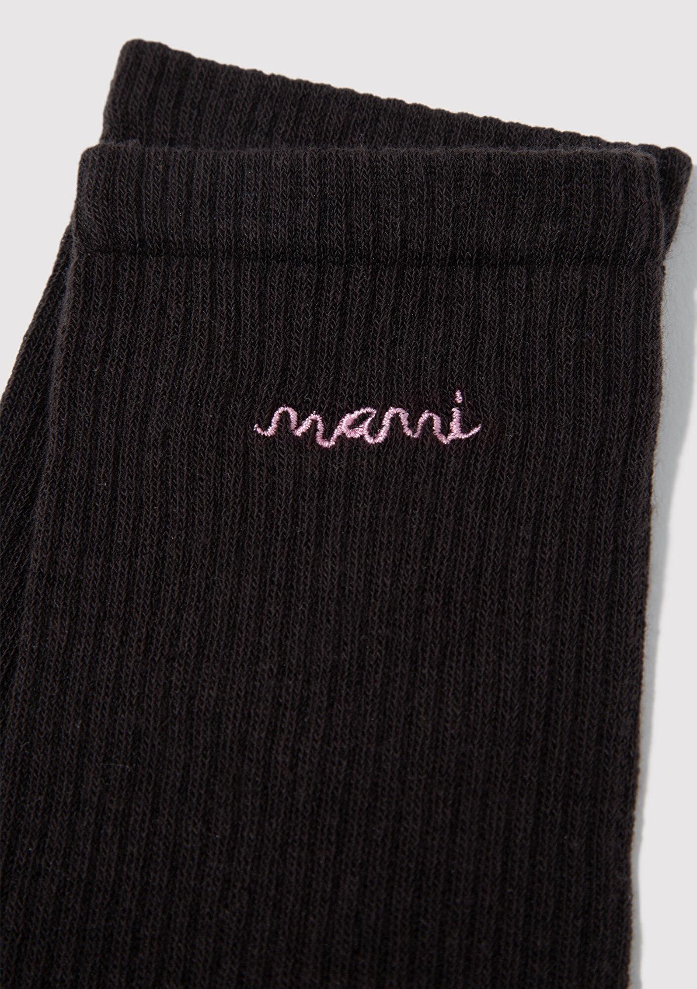Mavi Mavi Logo Nakışlı Siyah Soket Çorap 1913235-29871