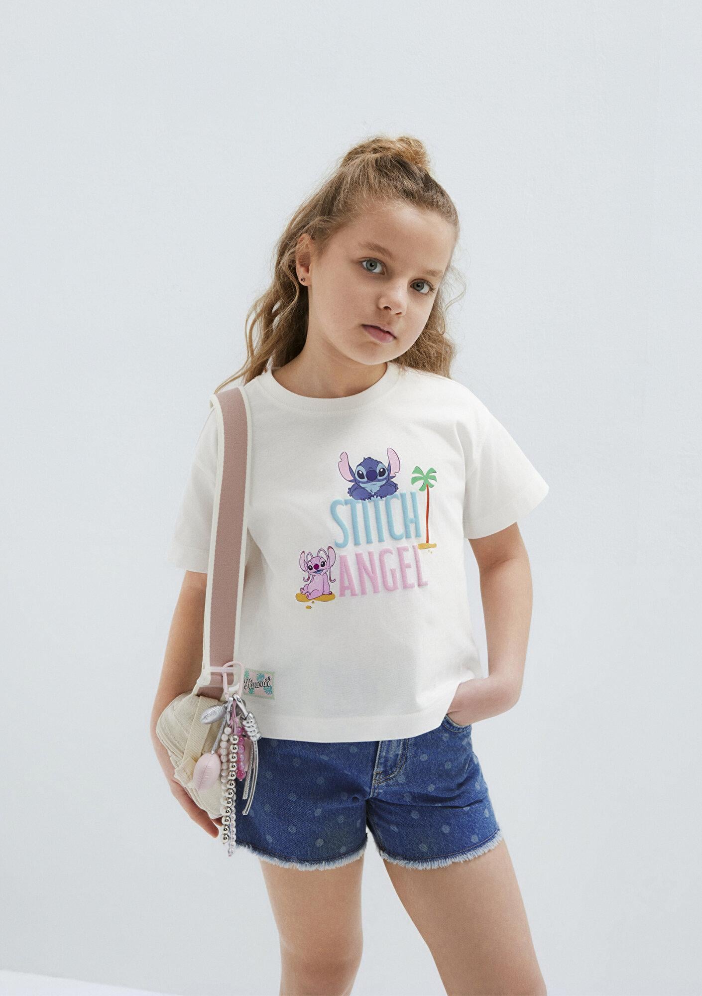 Mavi Stitch Baskılı Ekru Tişört Loose Fit / Bol Rahat Kesim 7610449-70057