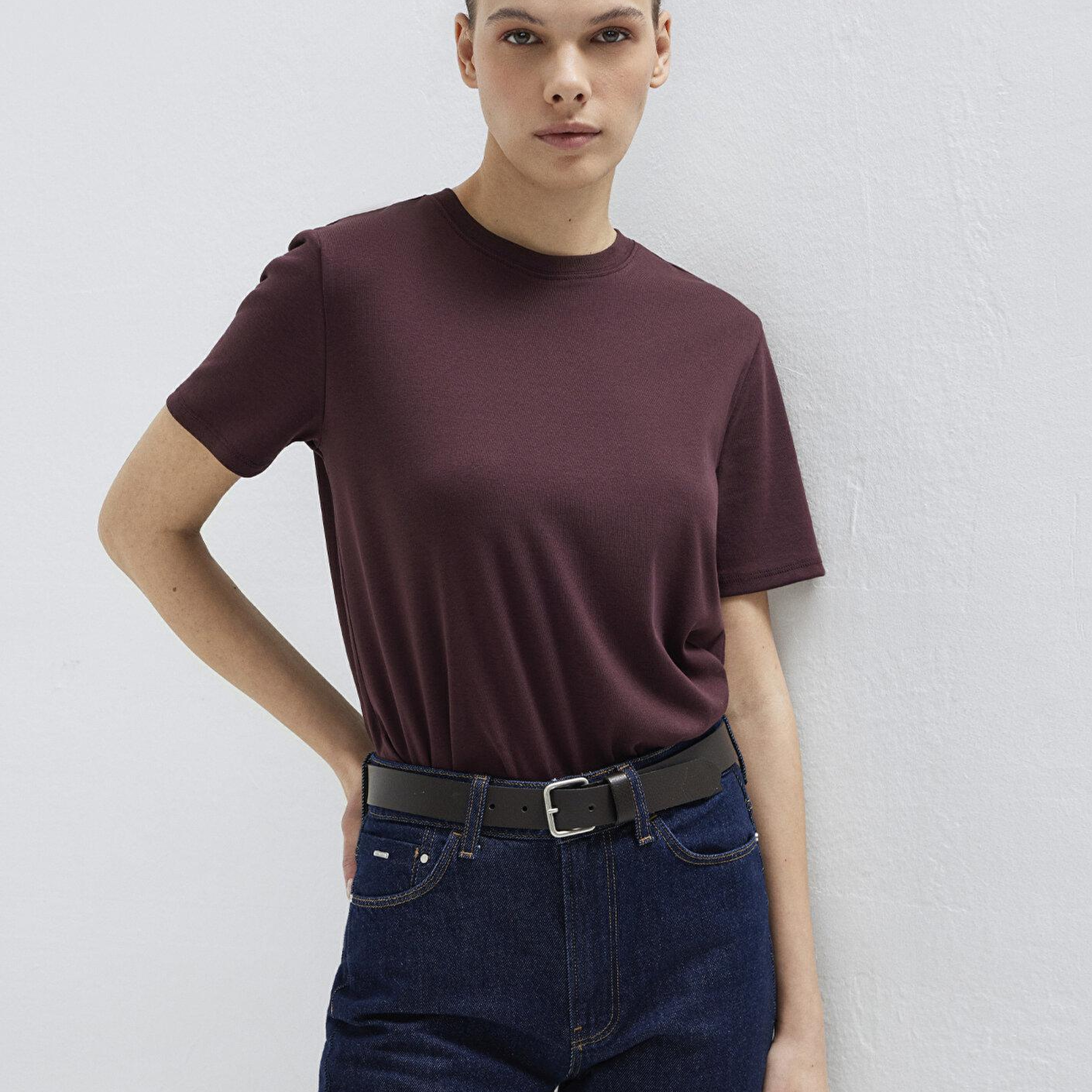 Mavi Bordo Basic Tişört Semi Slim Fit / Yarı Dar Kesim 1612916-70223