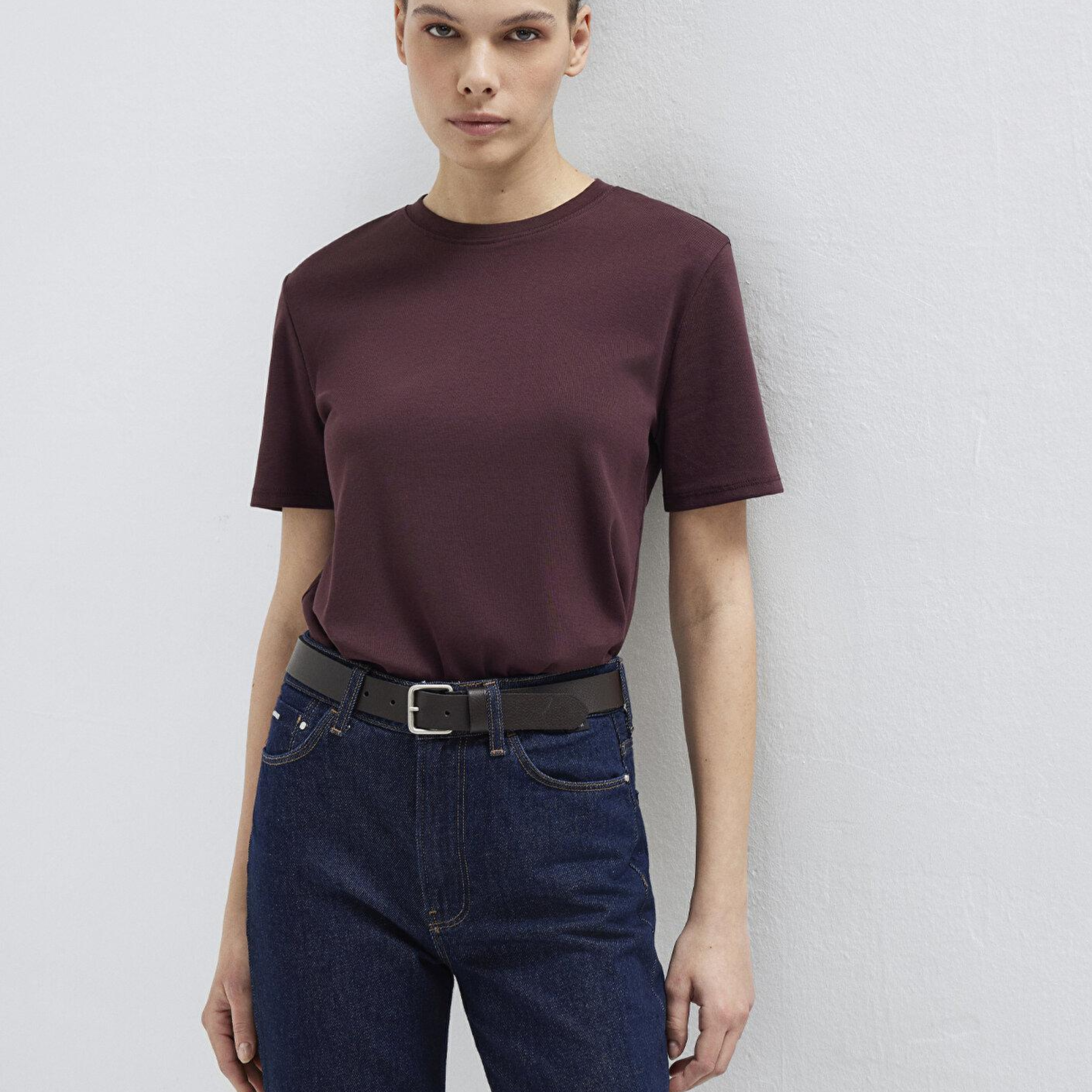Mavi Bordo Basic Tişört Semi Slim Fit / Yarı Dar Kesim 1612916-70223