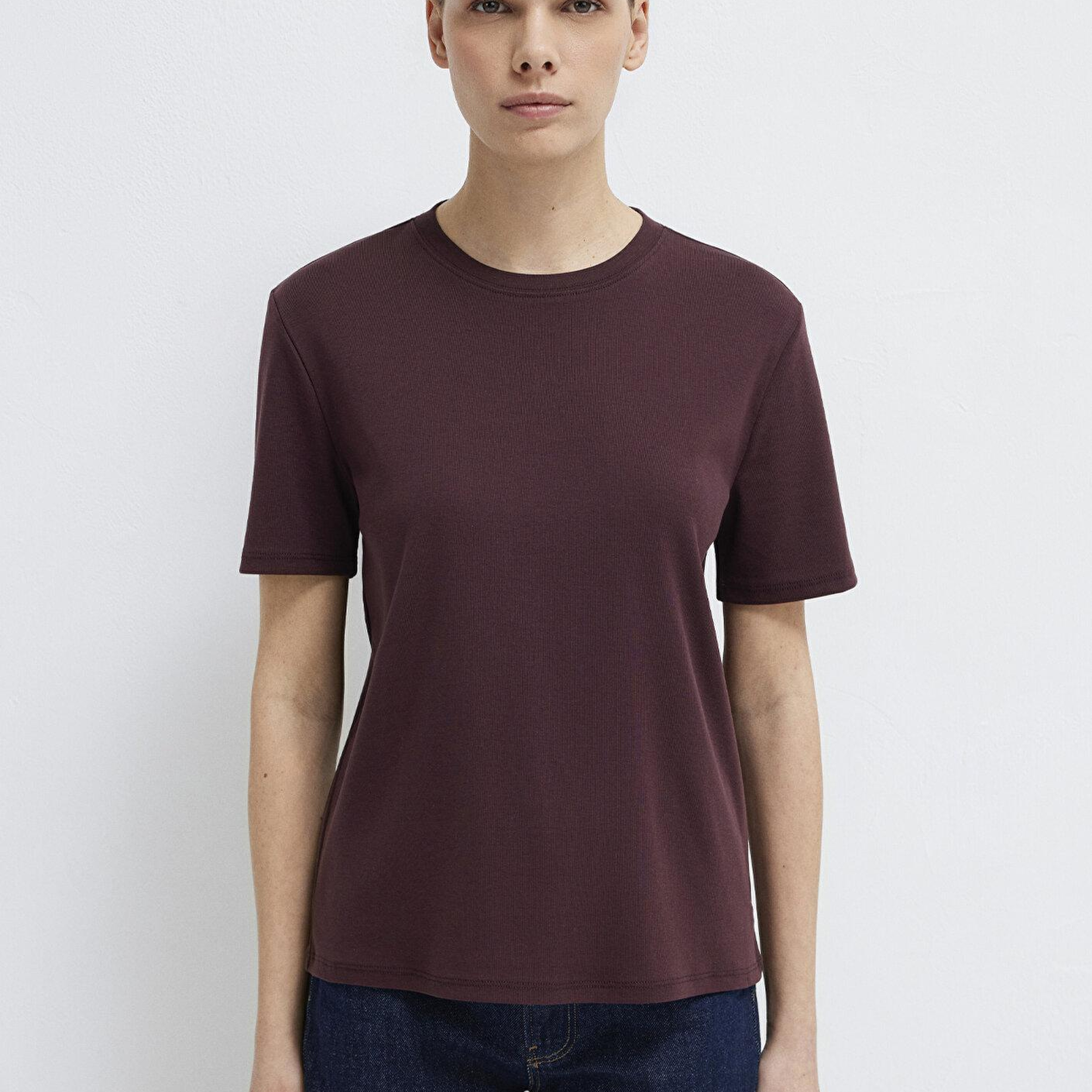 Mavi Bordo Basic Tişört Semi Slim Fit / Yarı Dar Kesim 1612916-70223