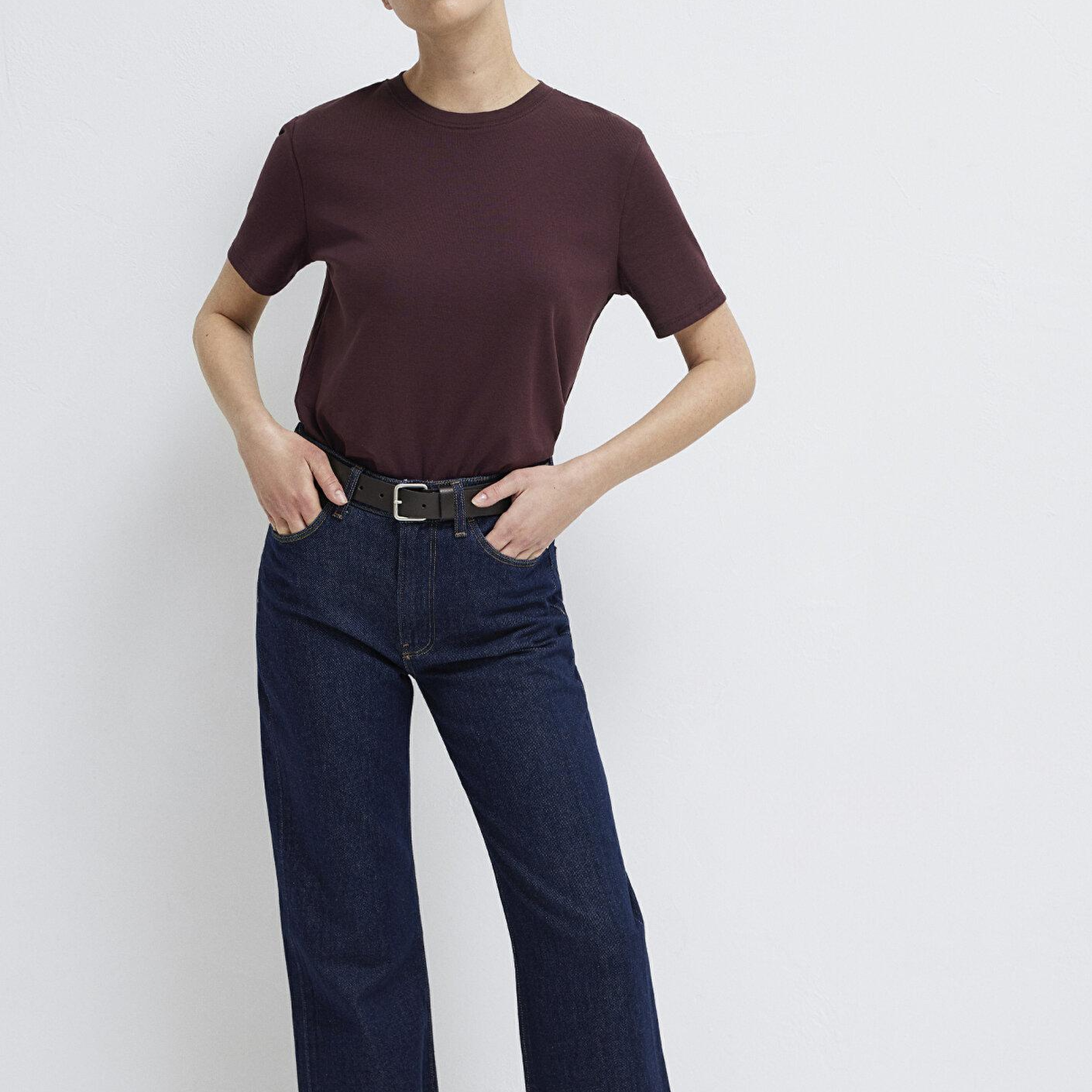 Mavi Bordo Basic Tişört Semi Slim Fit / Yarı Dar Kesim 1612916-70223
