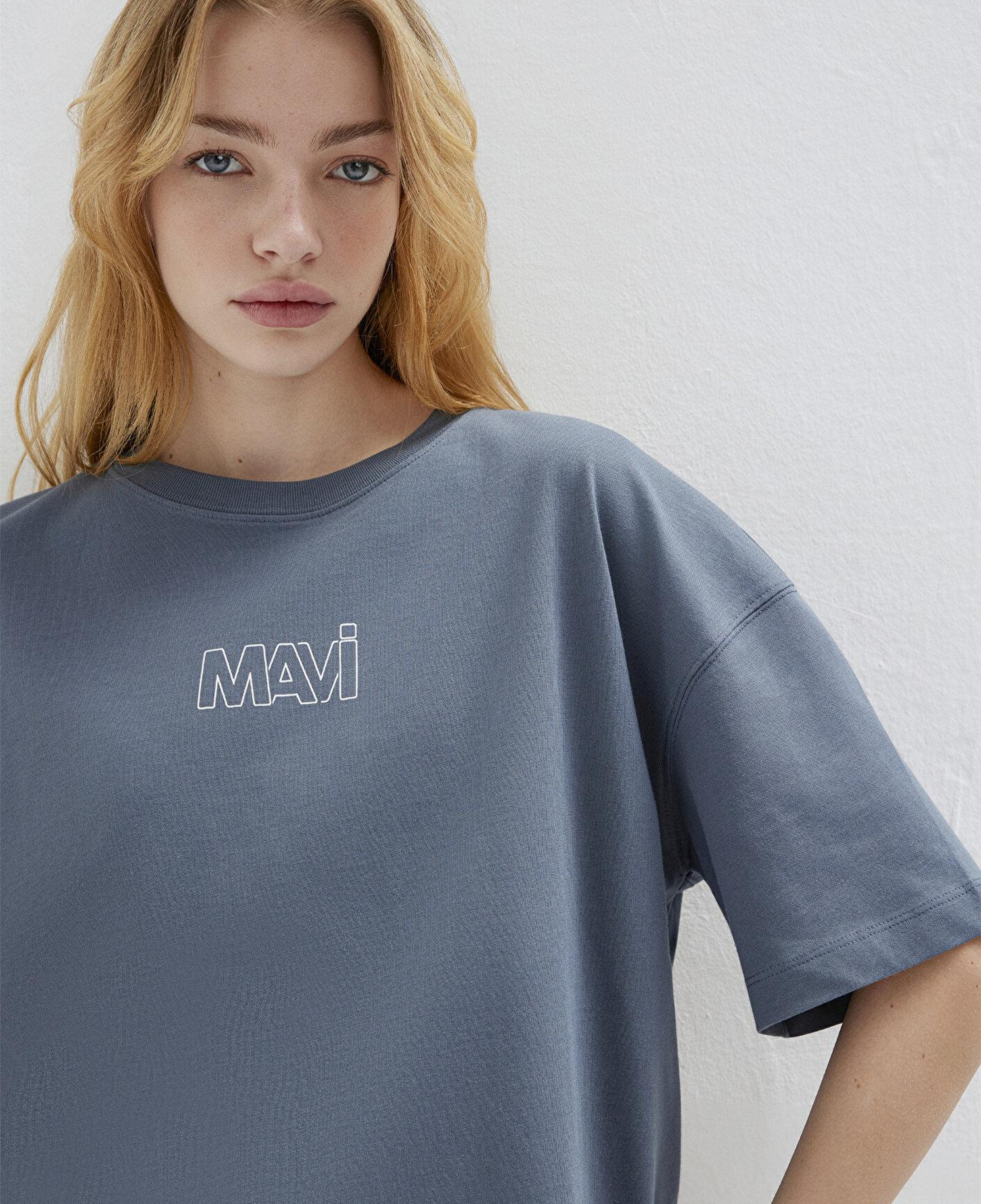Mavi Mavi Logo Baskılı Lacivert Tişört Oversize / Geniş Kesim 1611592-80776