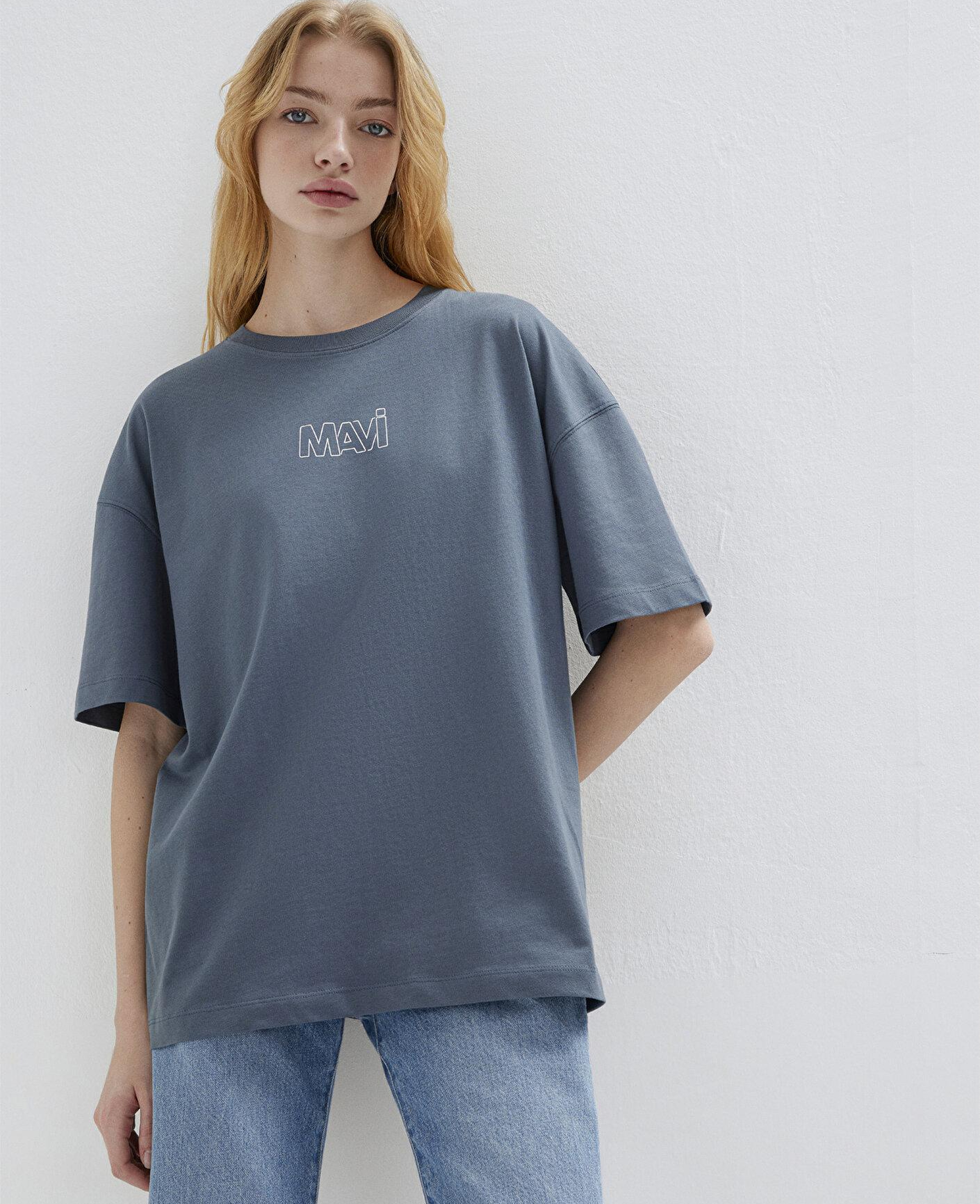 Mavi Mavi Logo Baskılı Lacivert Tişört Oversize / Geniş Kesim 1611592-80776