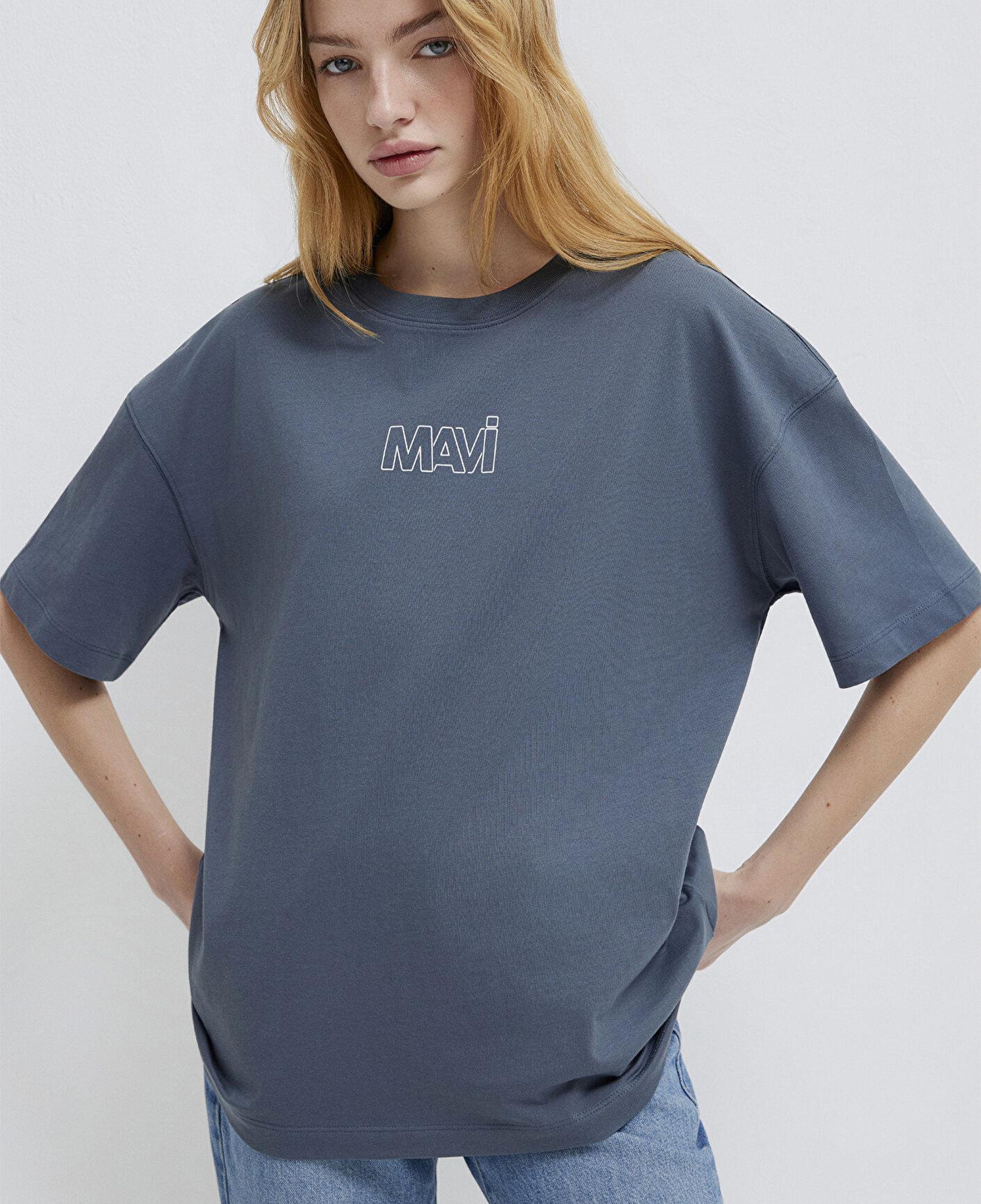 Mavi Mavi Logo Baskılı Lacivert Tişört Oversize / Geniş Kesim 1611592-80776