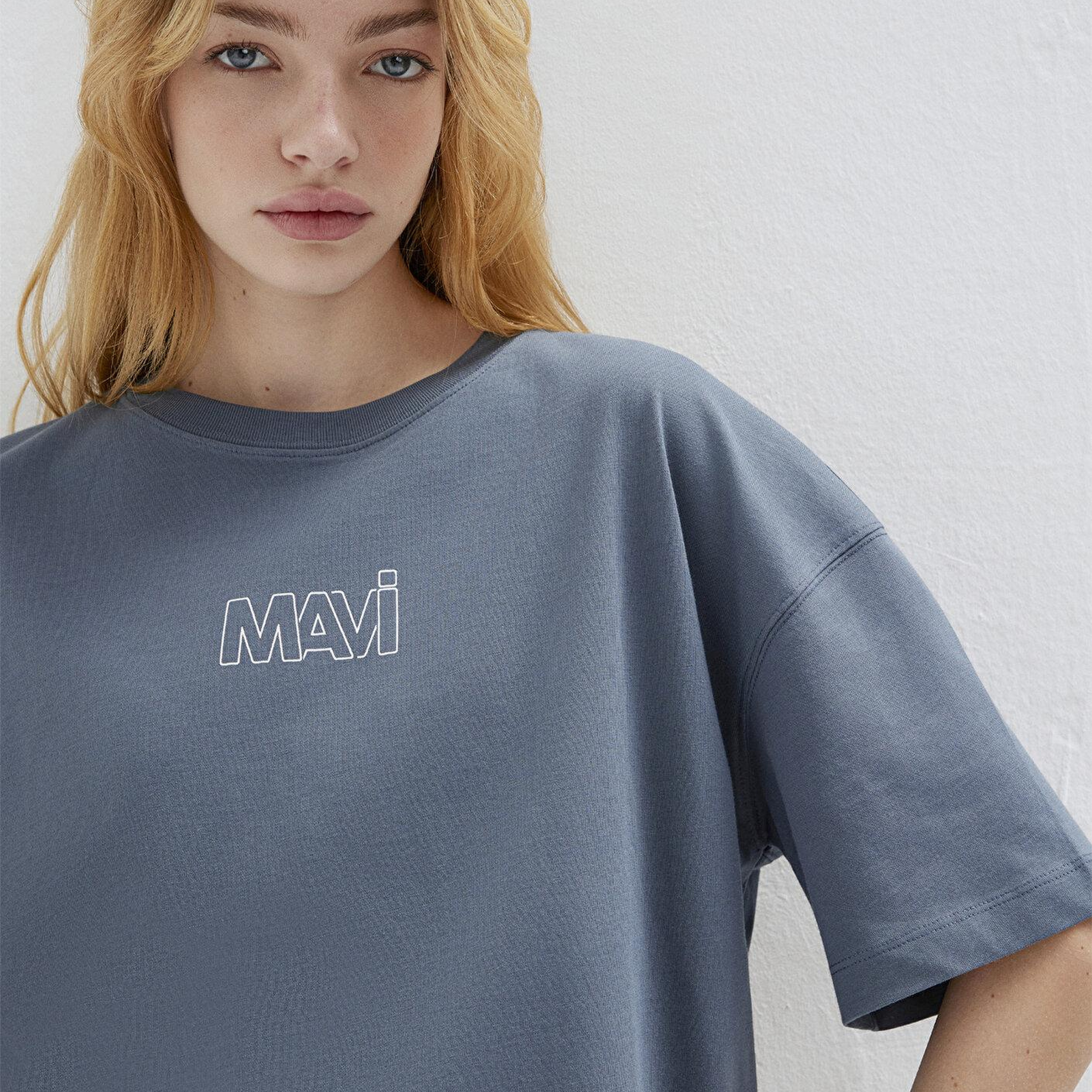 Mavi Mavi Logo Baskılı Lacivert Tişört Oversize / Geniş Kesim 1611592-80776