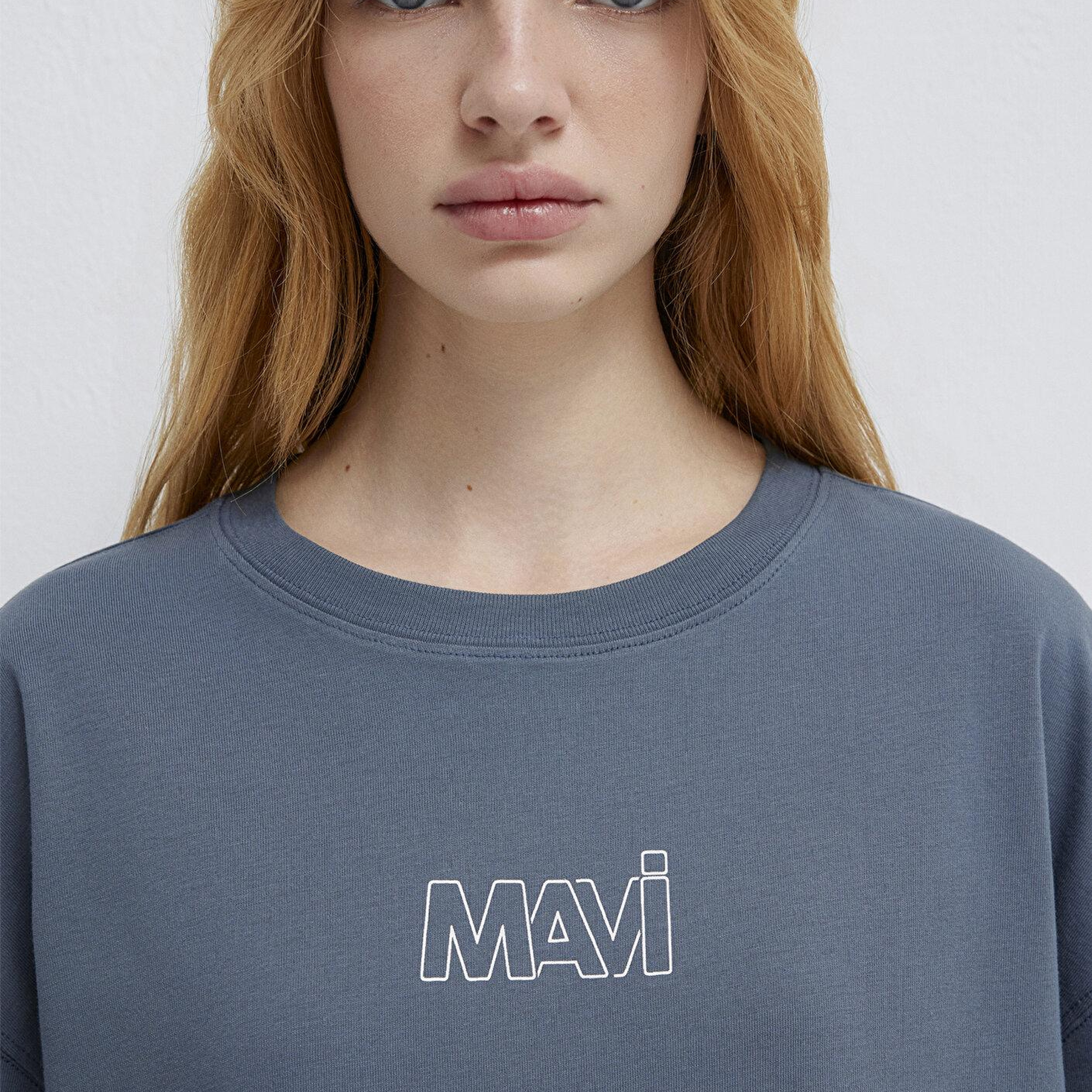 Mavi Mavi Logo Baskılı Lacivert Tişört Oversize / Geniş Kesim 1611592-80776