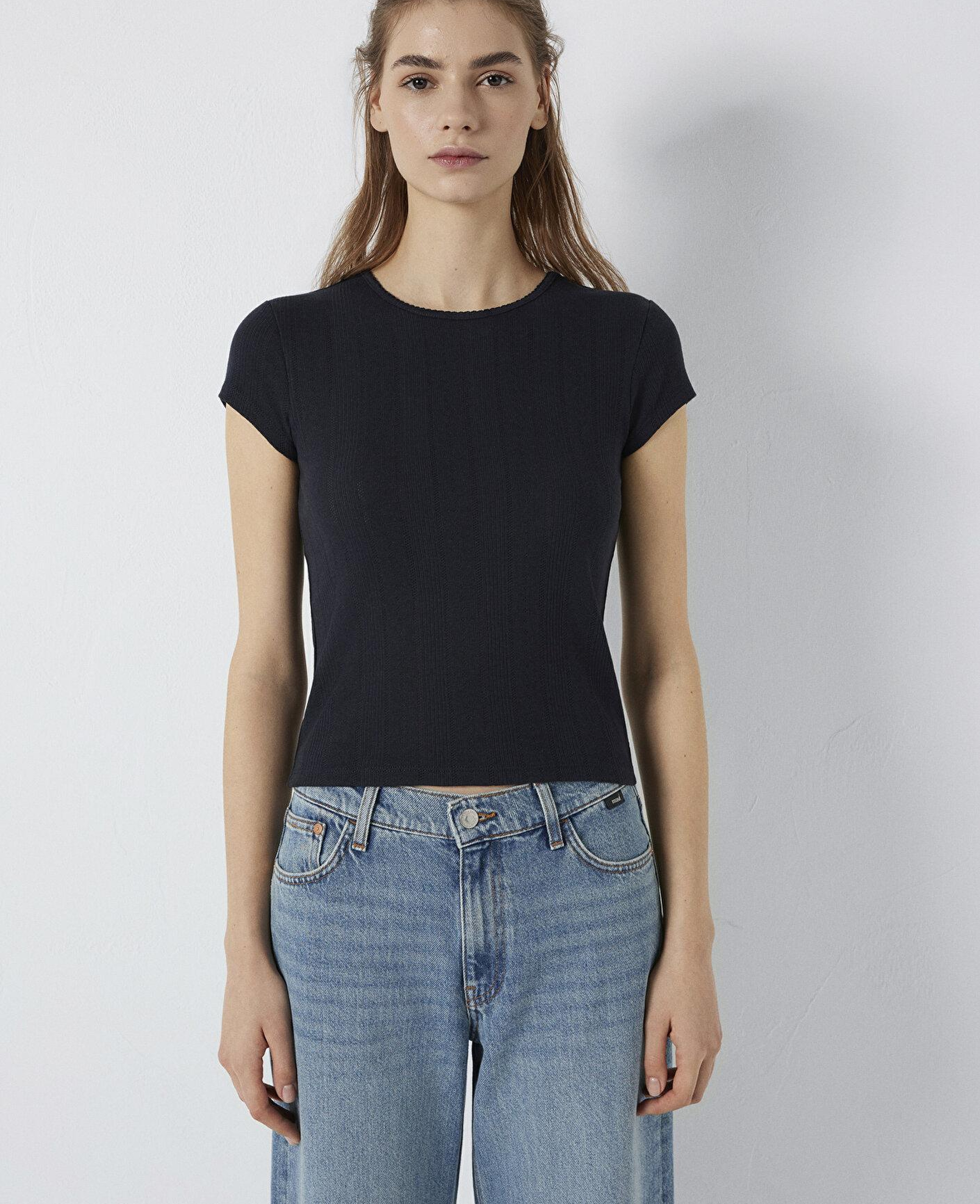 Mavi Lacivert Basic Tişört Fitted / Vücuda Oturan Kesim 1613808-70489