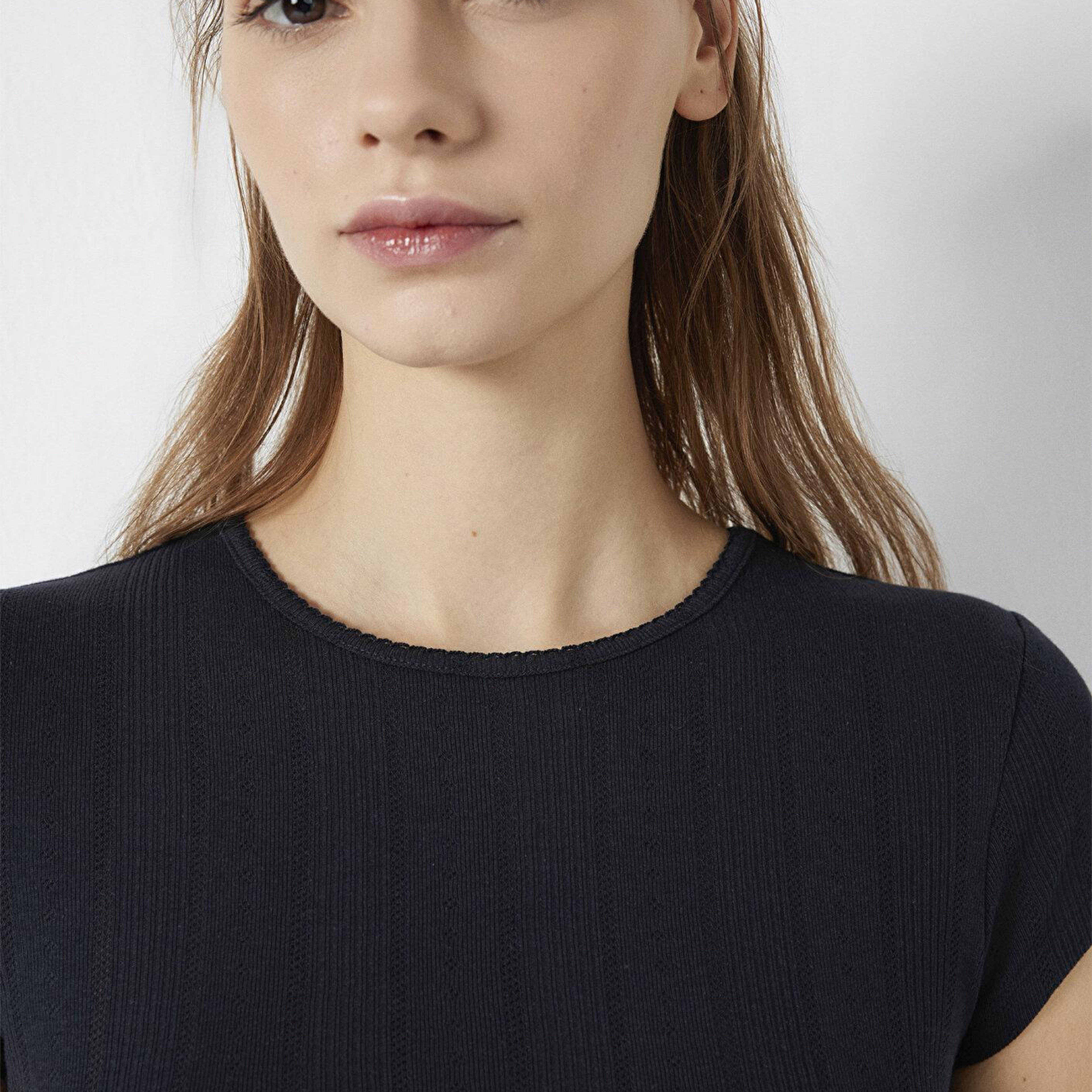 Mavi Lacivert Basic Tişört Fitted / Vücuda Oturan Kesim 1613808-70489