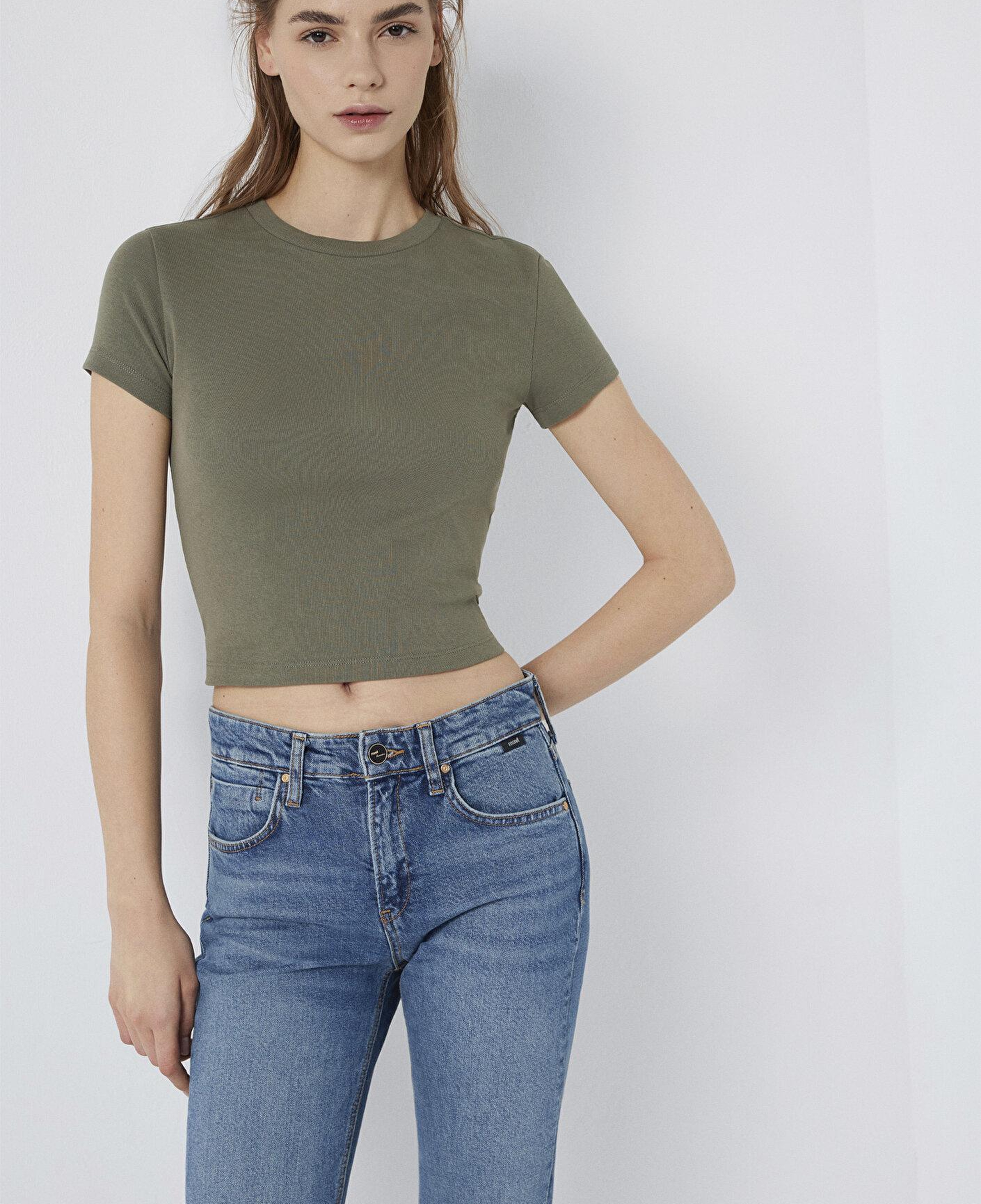 Mavi Yeşil Basic Crop Tişört Crop / Kısa Kesim 1600814-86961