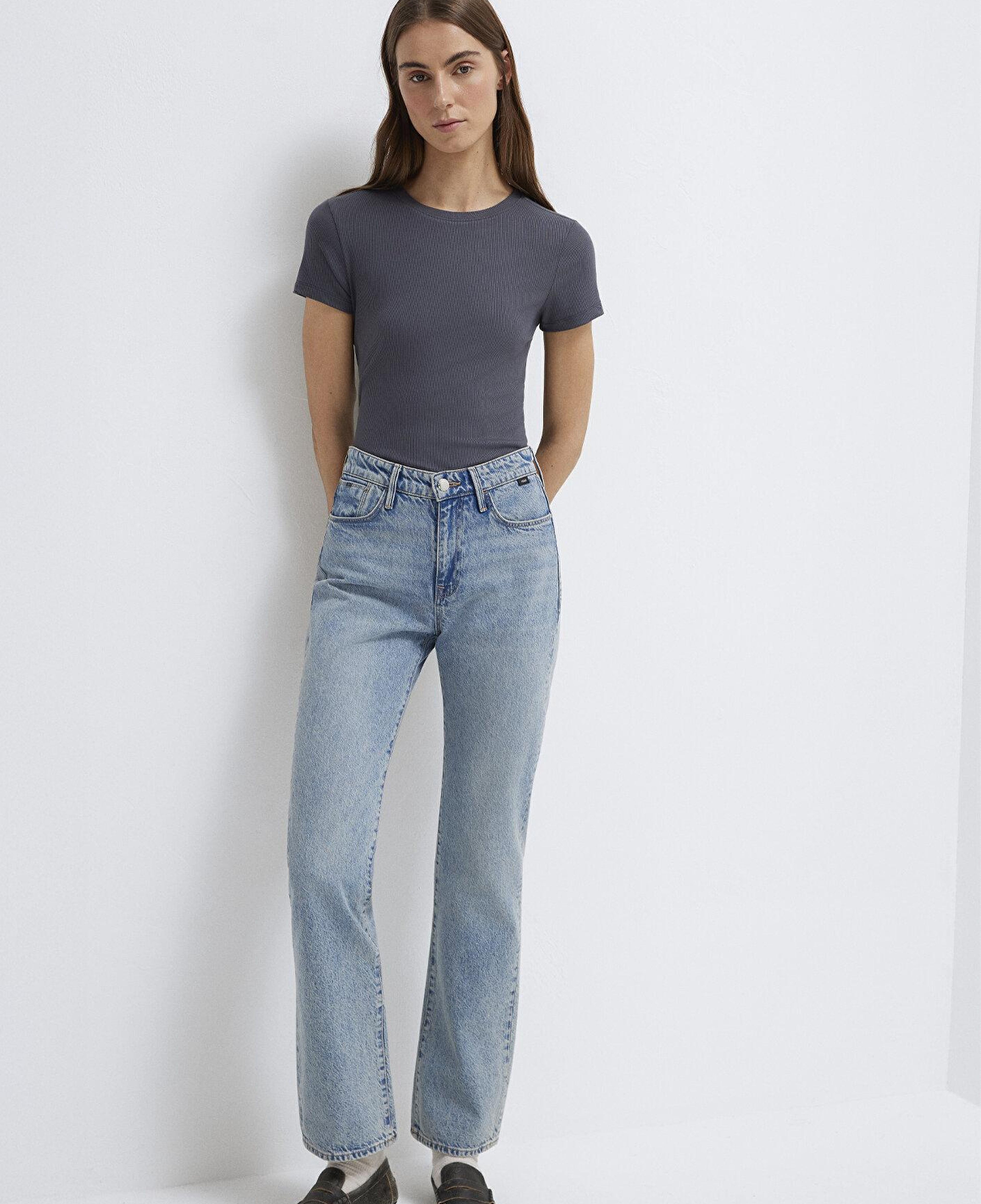 Mavi Antrasit (TENCEL™) Modal Karışımlı Basic Tişört Slim Fit / Dar Kesim 1612904-83620