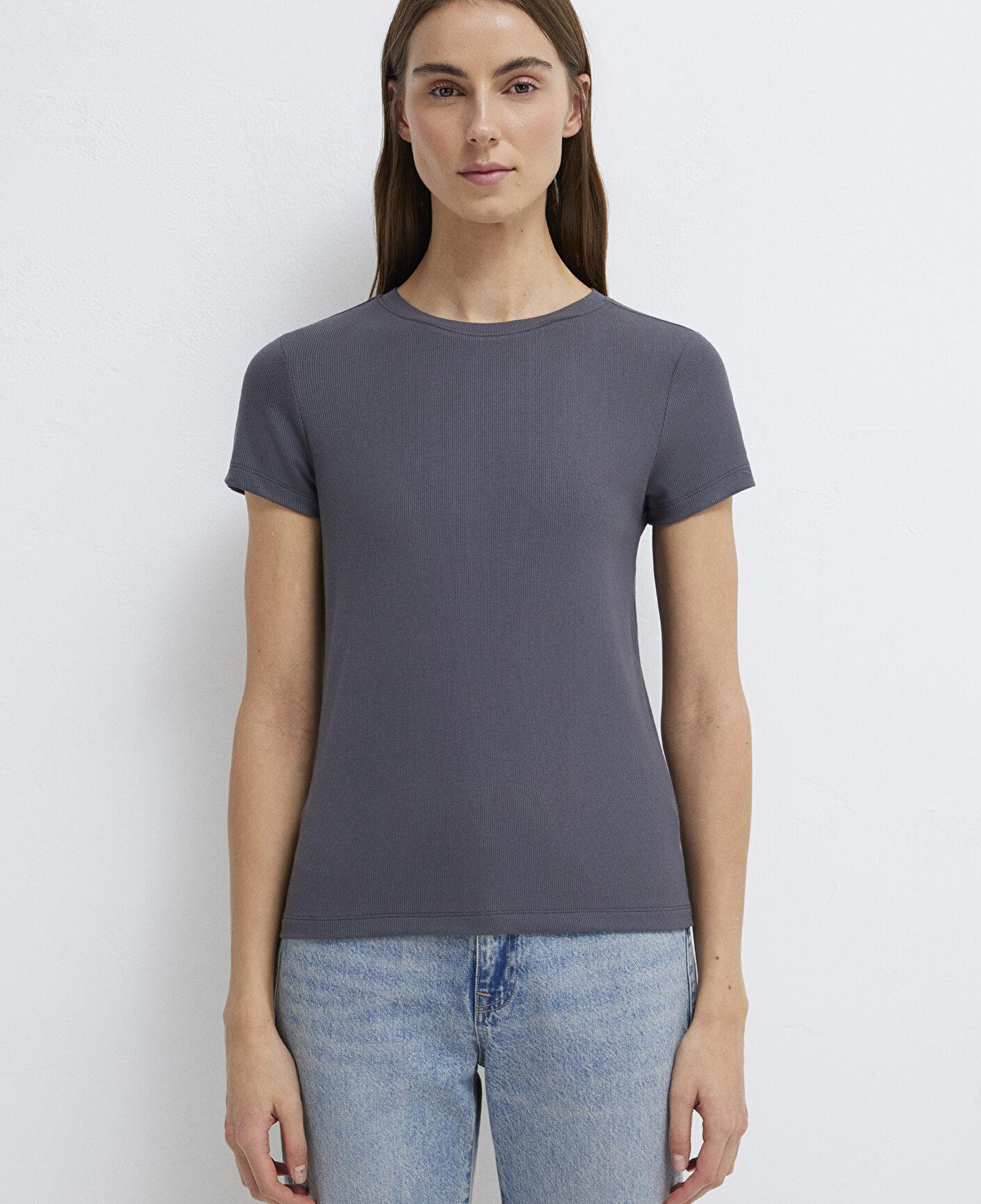 Mavi Antrasit (TENCEL™) Modal Karışımlı Basic Tişört Slim Fit / Dar Kesim 1612904-83620