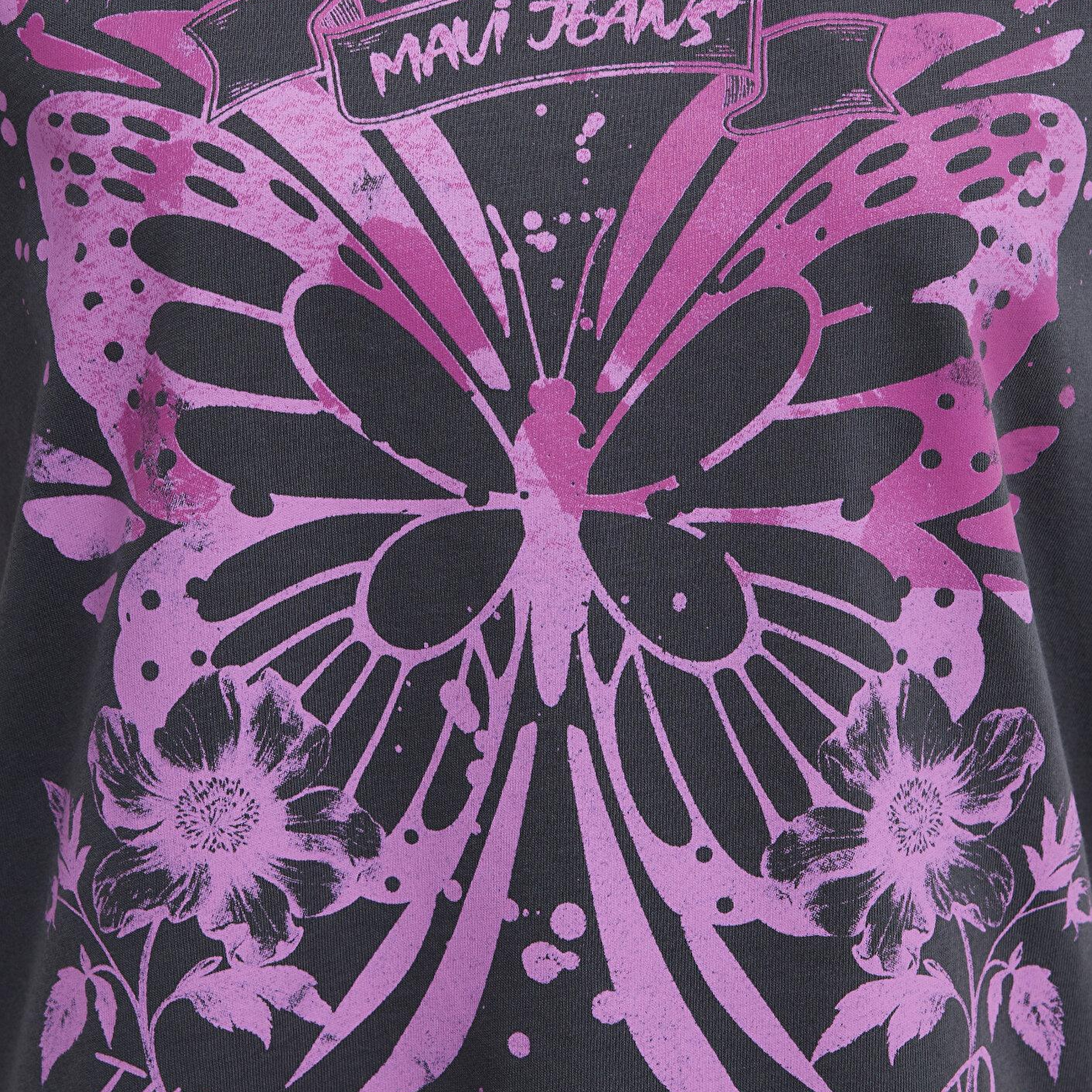 Mavi Kelebek Baskılı Antrasit Tişört Regular Fit / Normal Kesim 1613720-83620