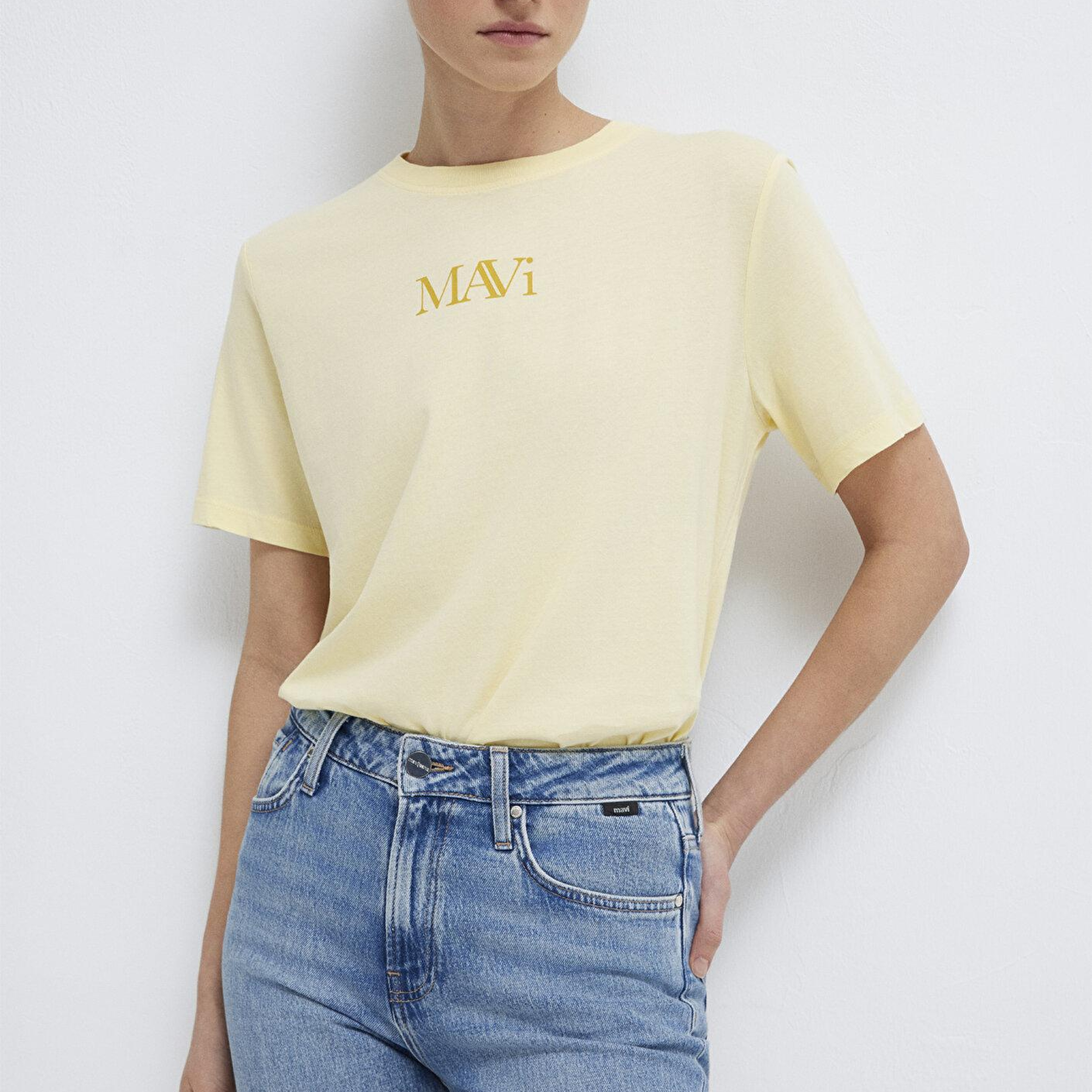 Mavi Mavi Logo Baskılı Sarı Tişört Regular Fit / Normal Kesim 1611594-71305