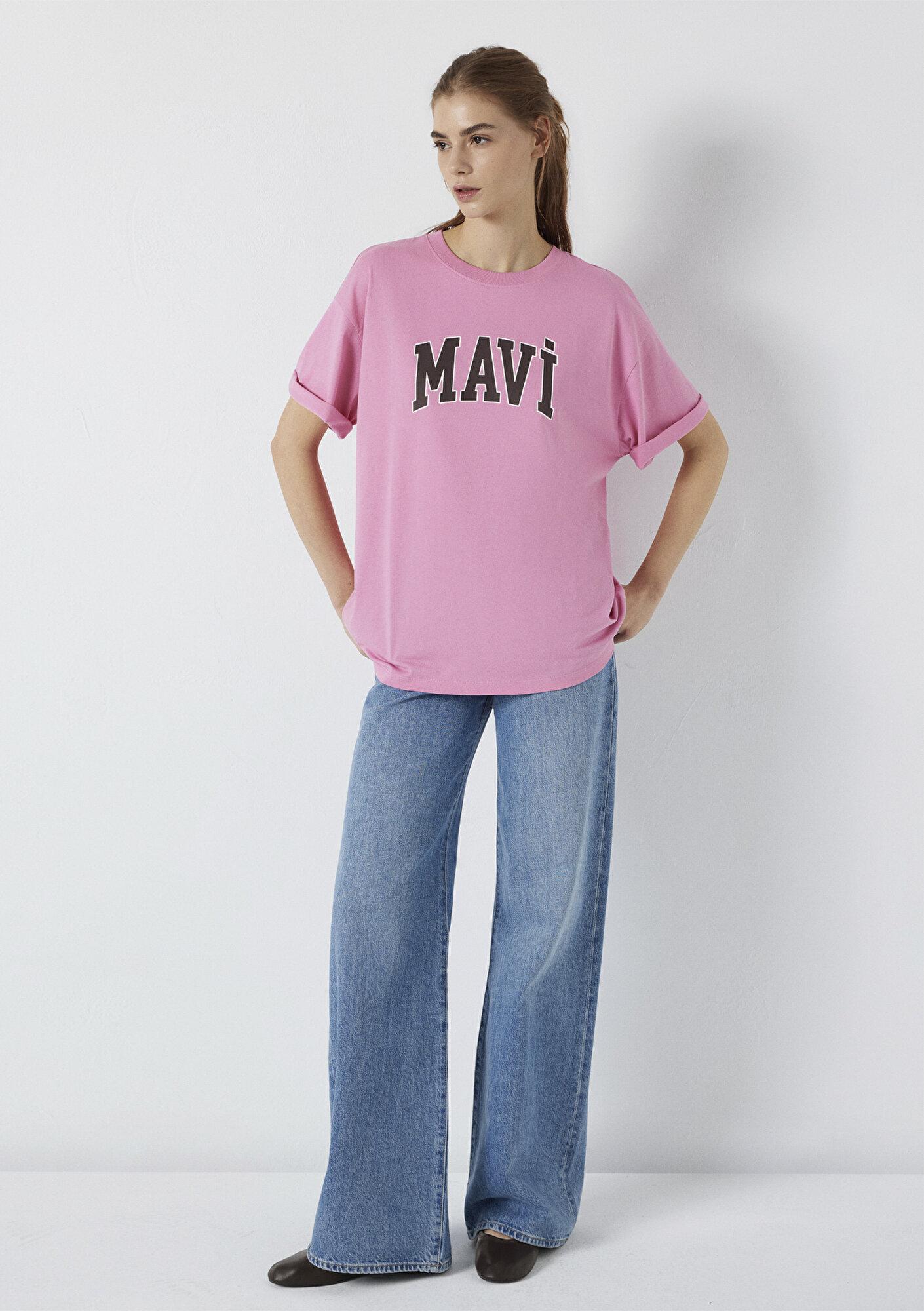 Mavi Mavi Logo Baskılı Pembe Tişört Oversize / Geniş Kesim 1600843-71063