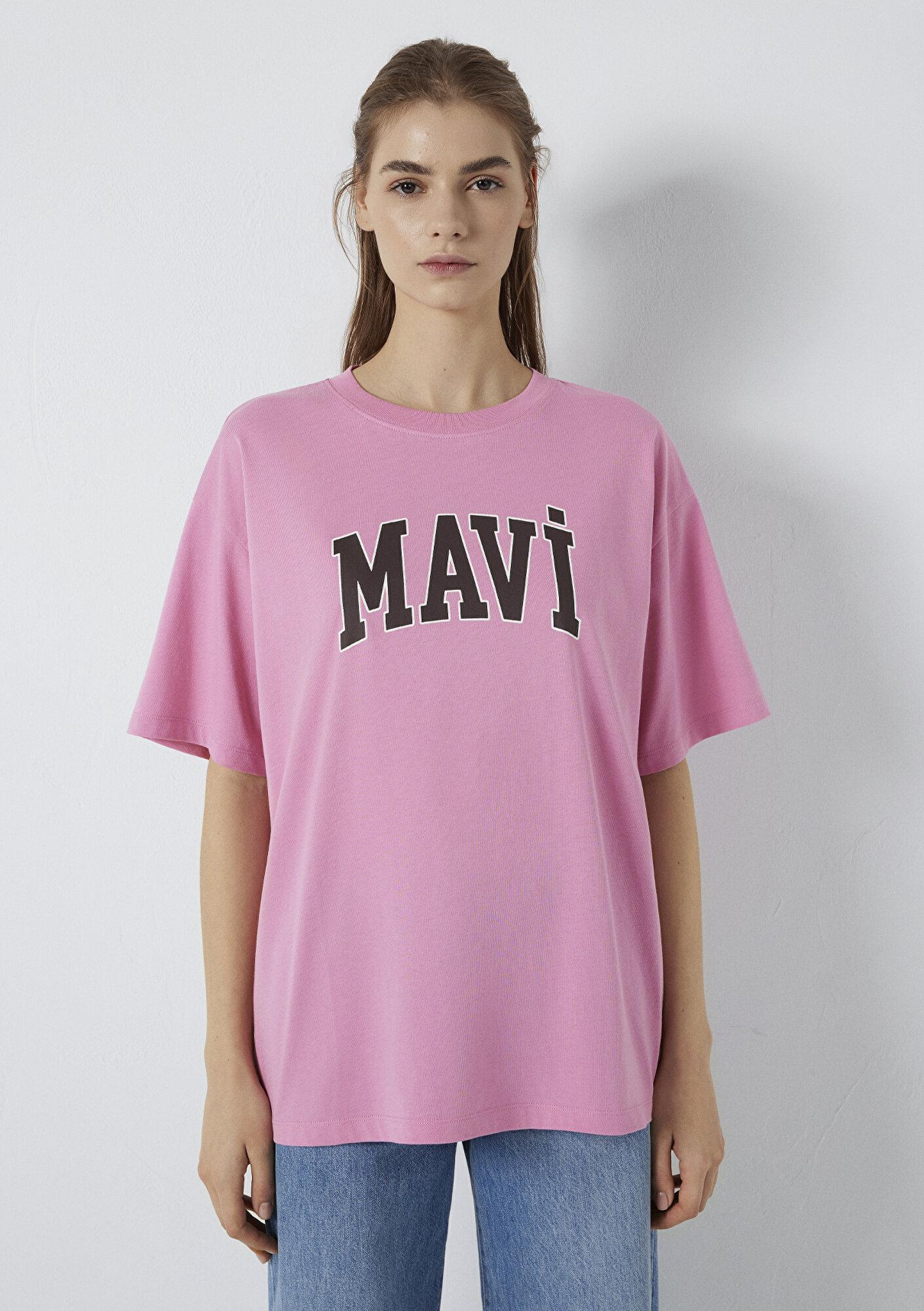 Mavi Mavi Logo Baskılı Pembe Tişört Oversize / Geniş Kesim 1600843-71063