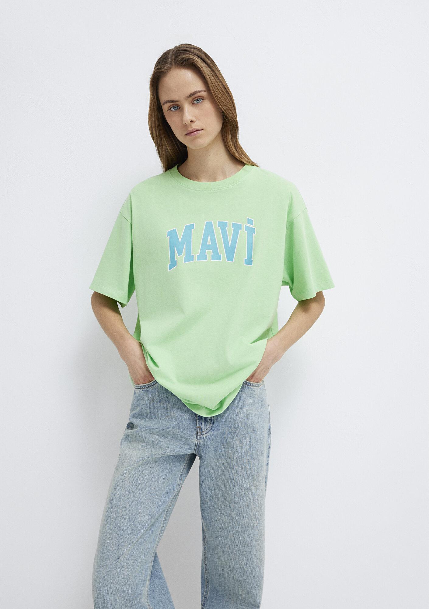 Mavi Mavi Logo Baskılı Yeşil Tişört Oversize / Geniş Kesim 1600843-71721