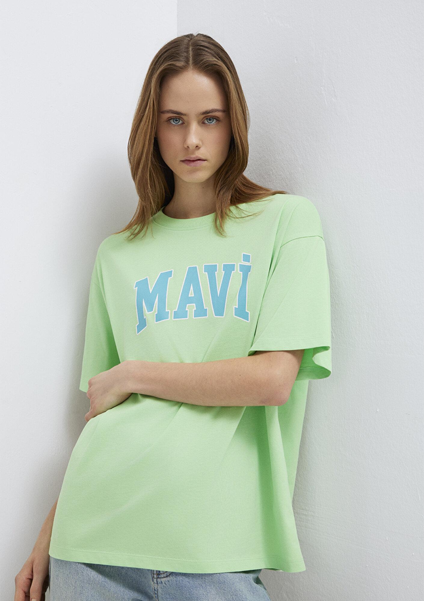 Mavi Mavi Logo Baskılı Yeşil Tişört Oversize / Geniş Kesim 1600843-71721