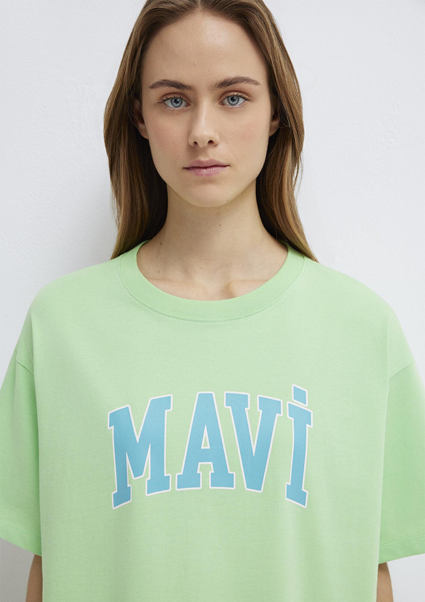 Mavi Mavi Logo Baskılı Yeşil Tişört Oversize / Geniş Kesim 1600843-71721