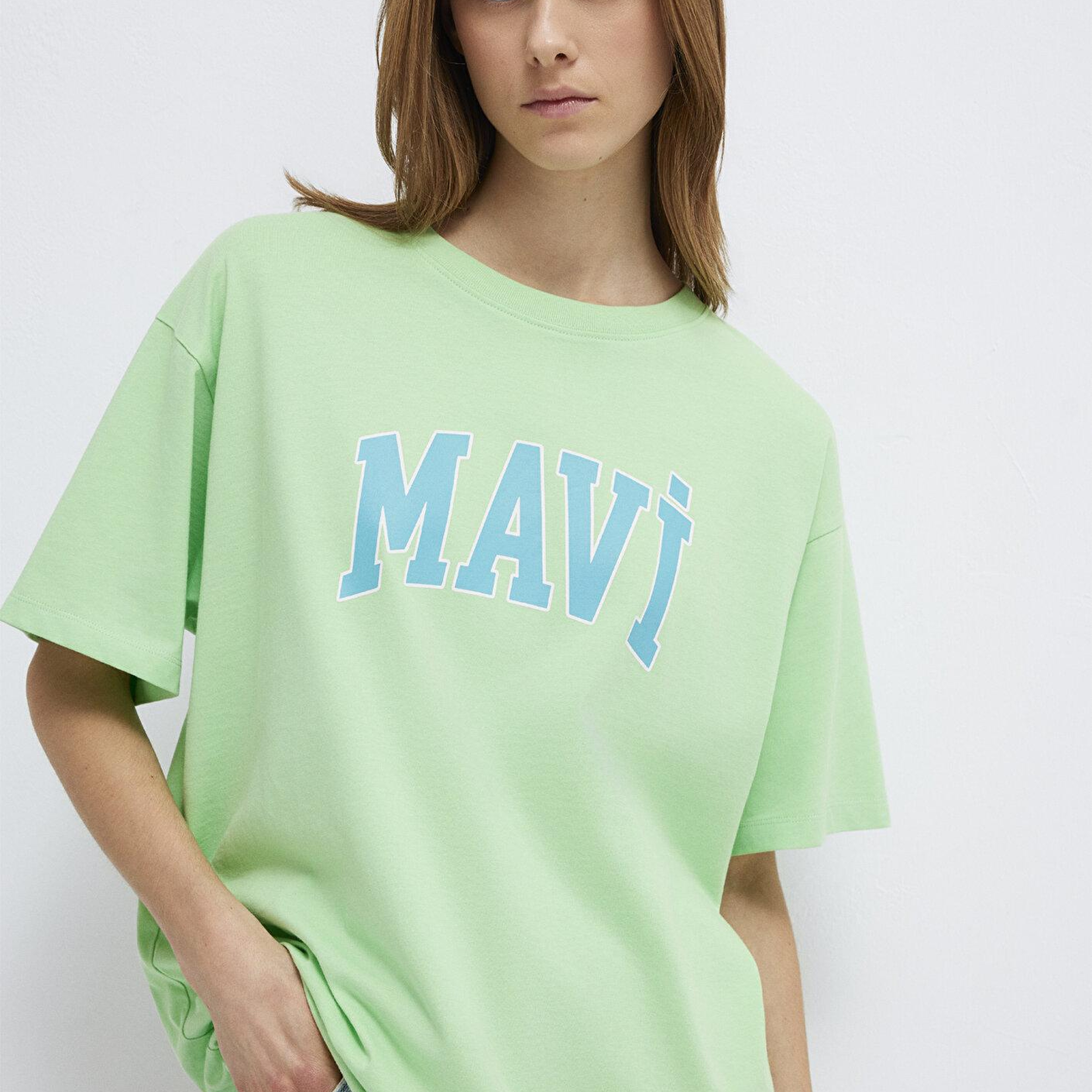 Mavi Mavi Logo Baskılı Yeşil Tişört Oversize / Geniş Kesim 1600843-71721