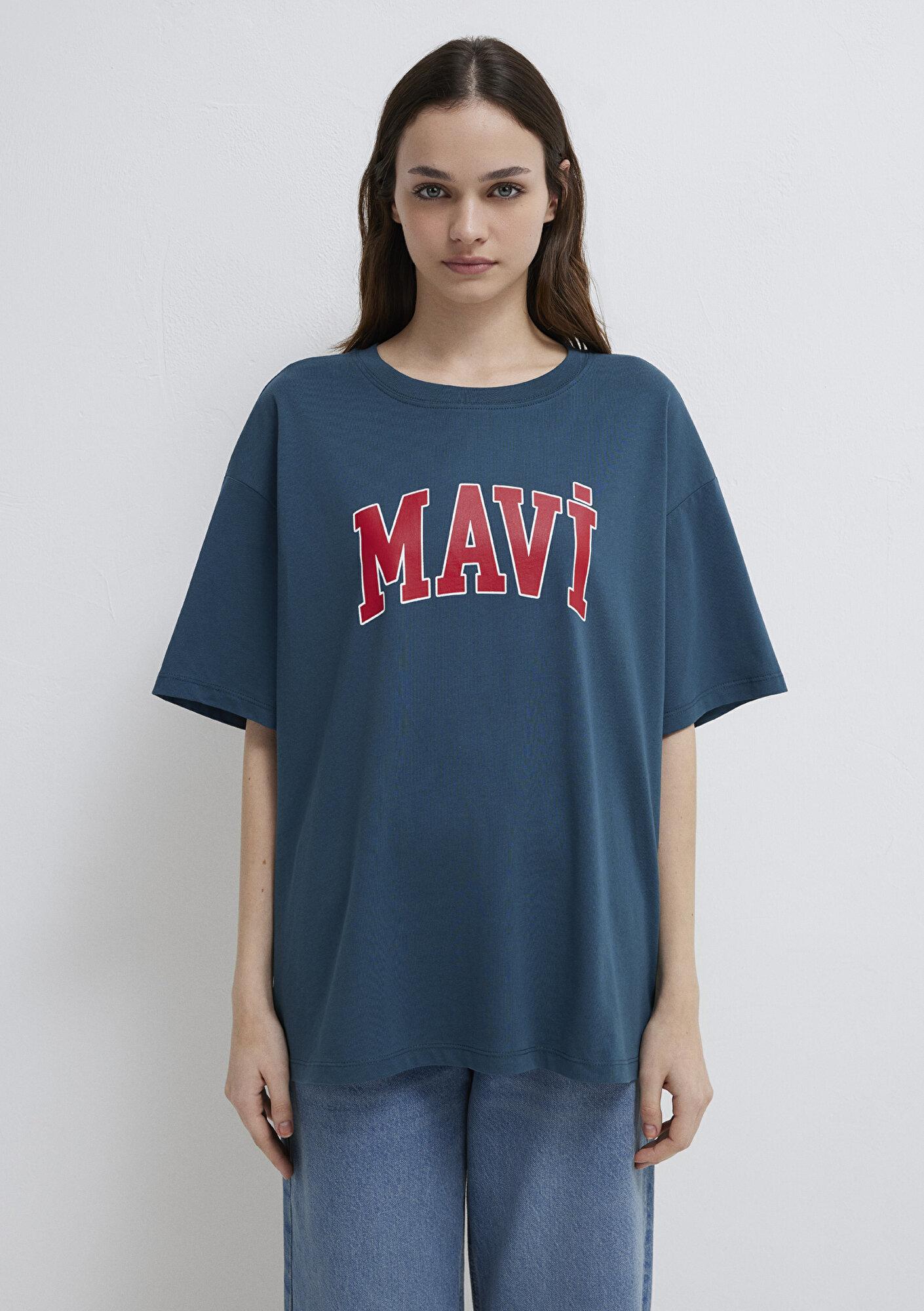 Mavi Mavi Logo Baskılı Mavi Tişört Oversize / Geniş Kesim 1600843-70771