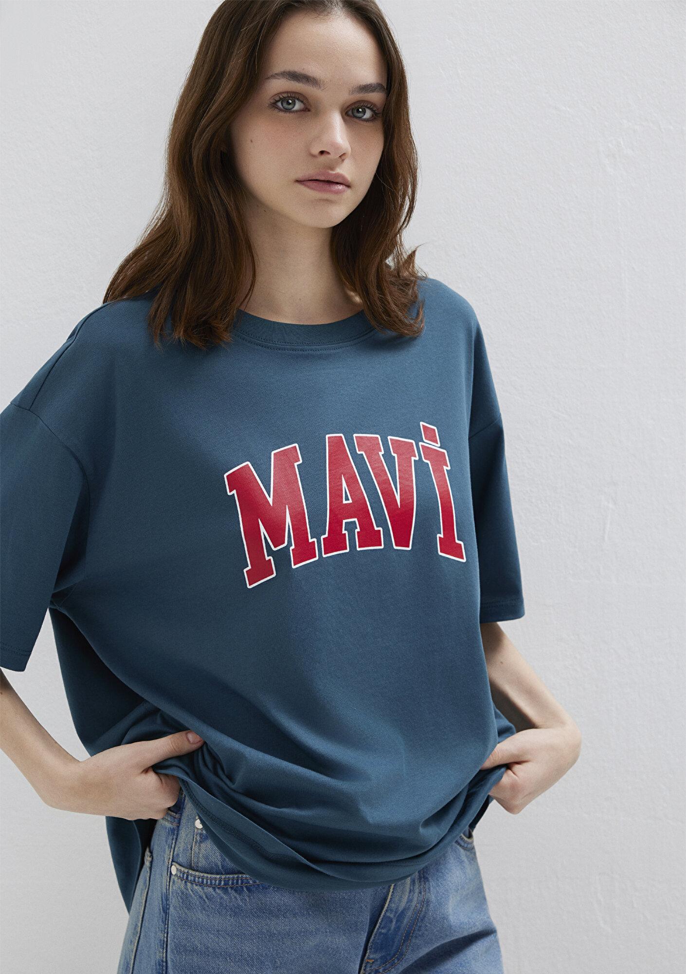 Mavi Mavi Logo Baskılı Mavi Tişört Oversize / Geniş Kesim 1600843-70771