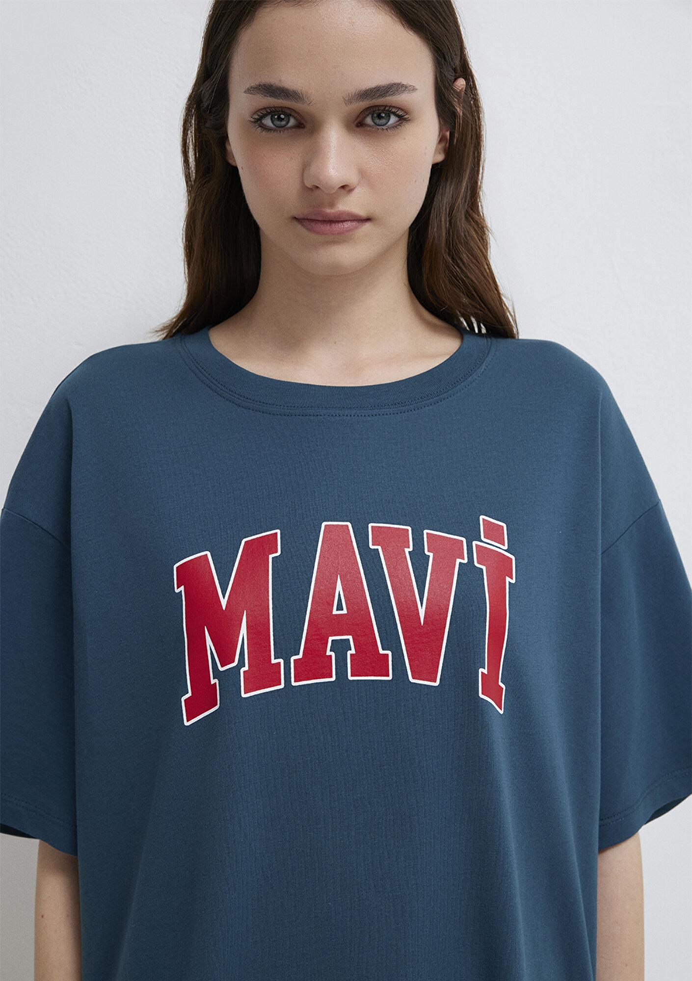 Mavi Mavi Logo Baskılı Mavi Tişört Oversize / Geniş Kesim 1600843-70771