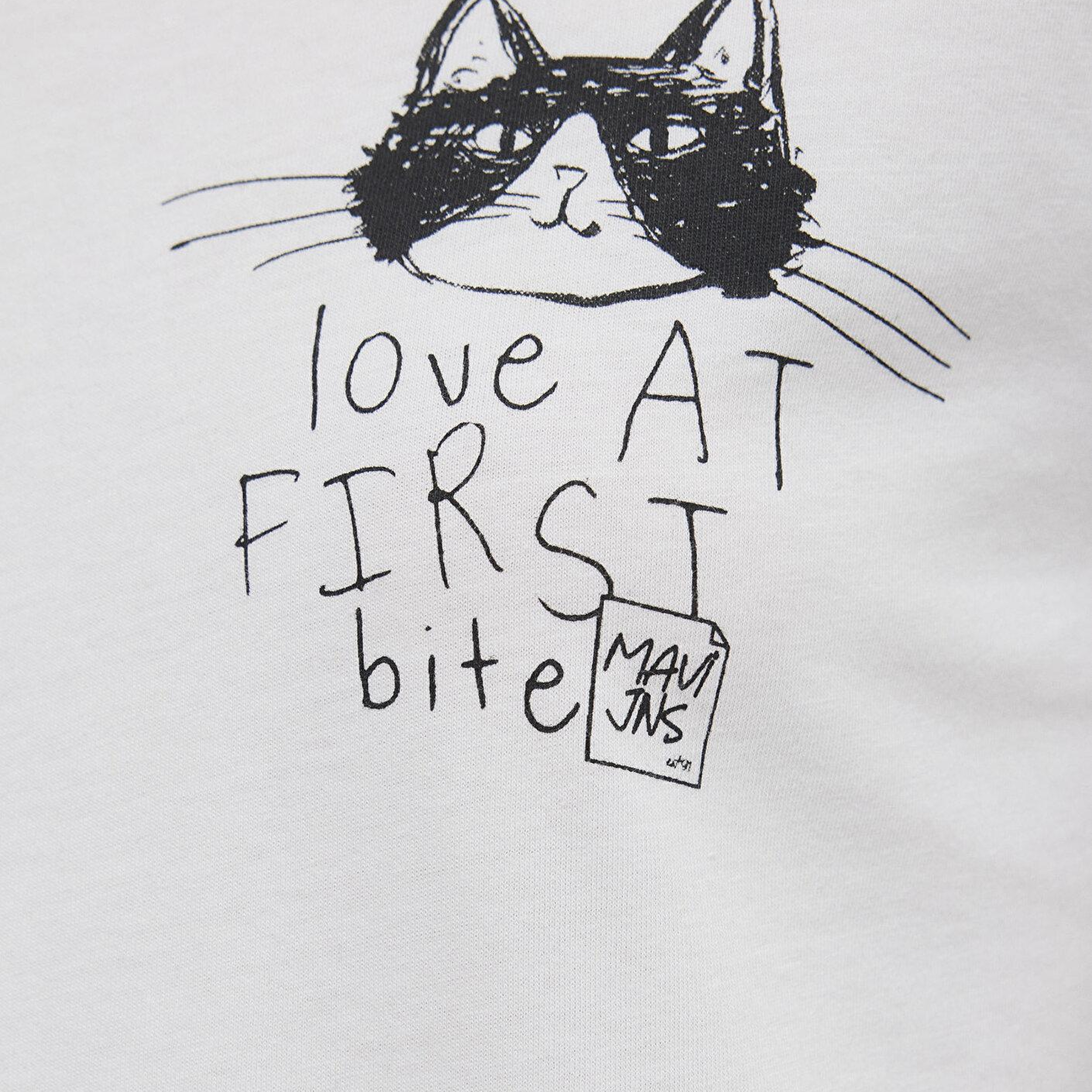 Mavi Kedi Baskılı Ekru Tişört Semi Slim Fit / Yarı Dar Kesim 1613723-70057