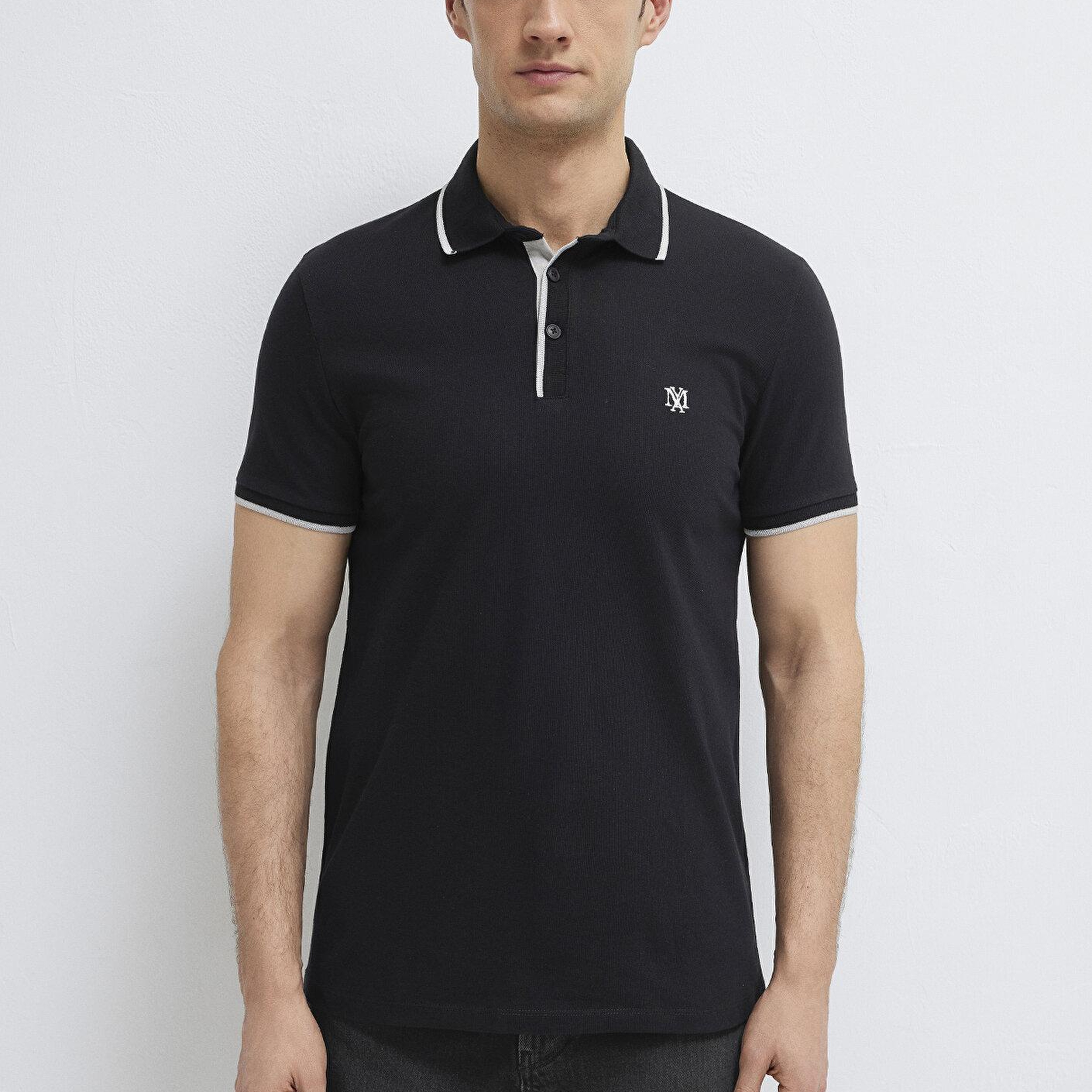 Mavi Mühür Logo Siyah Polo Tişört Fitted / Vücuda Oturan Kesim 0613266-900
