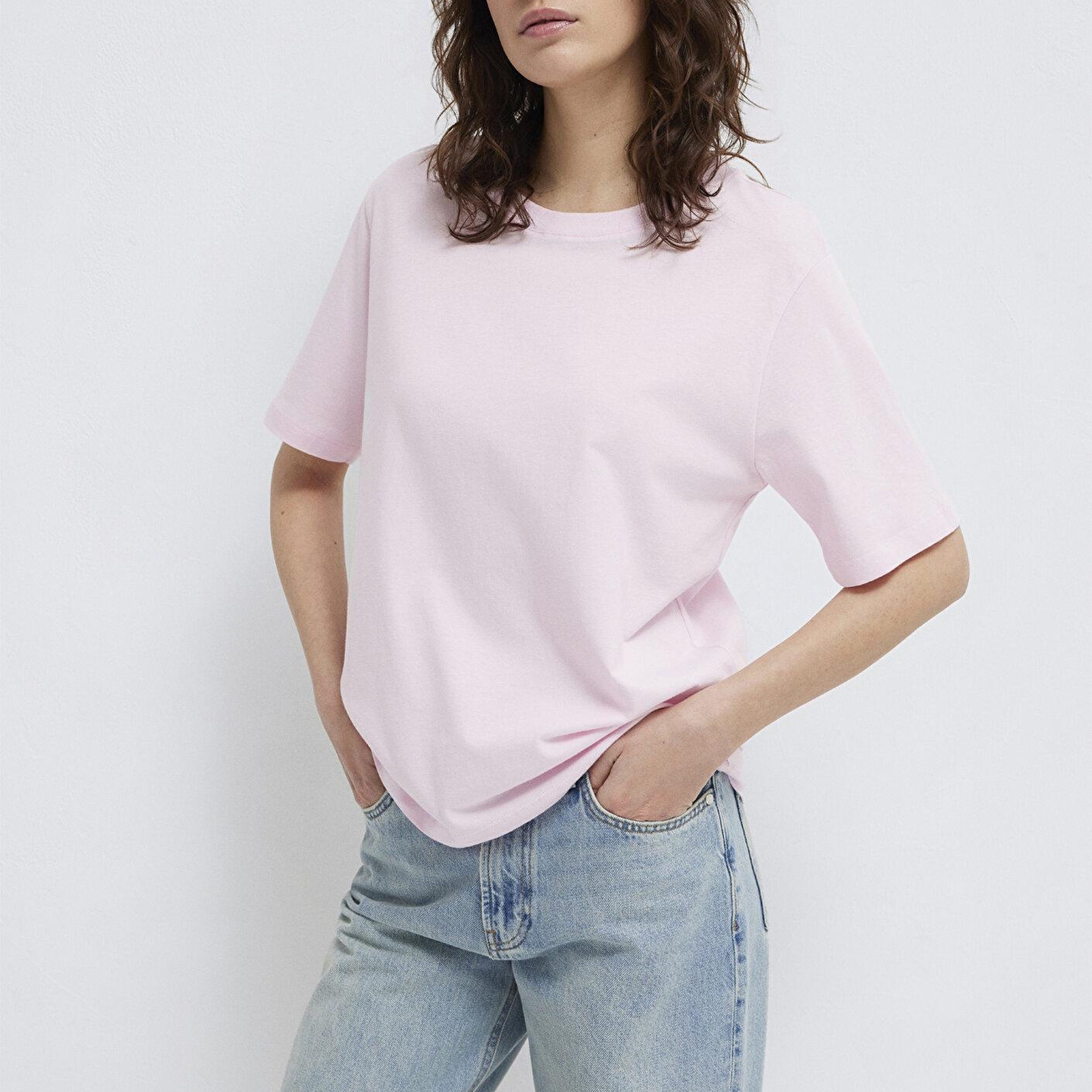 Mavi Bisiklet Yaka Pembe Basic Tişört Regular Fit / Normal Kesim 1600955-89200
