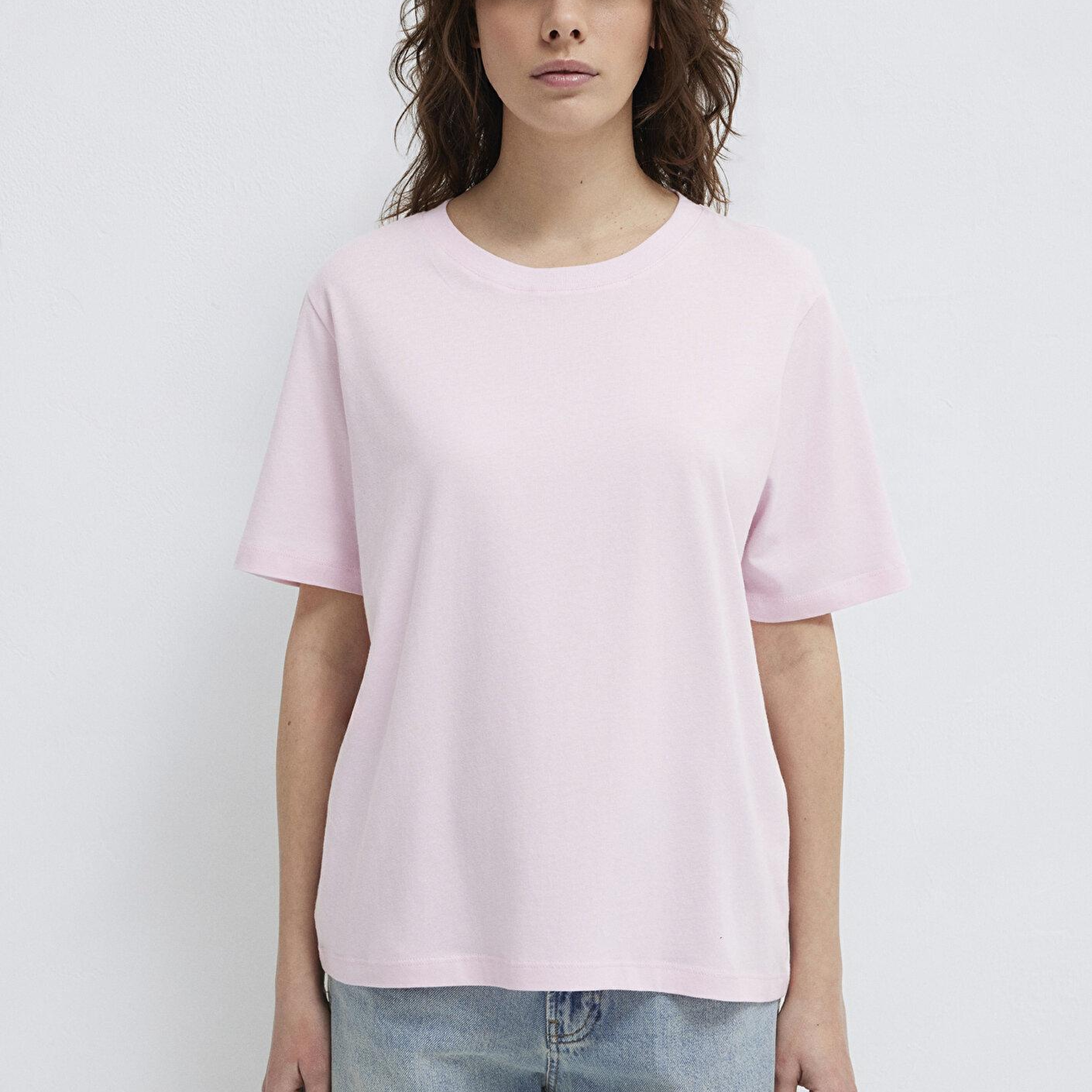 Mavi Bisiklet Yaka Pembe Basic Tişört Regular Fit / Normal Kesim 1600955-89200