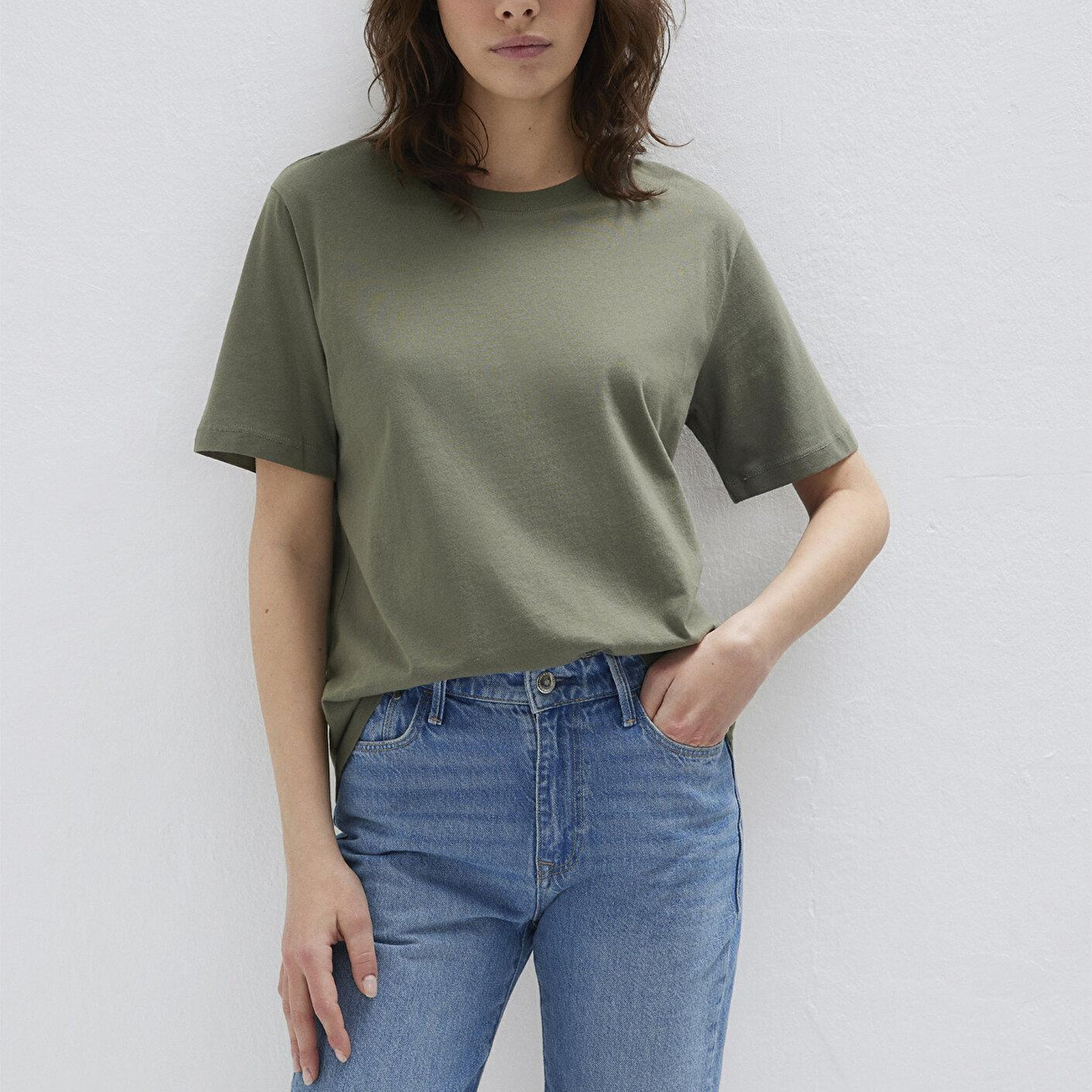 Mavi Bisiklet Yaka Yeşil Basic Tişört Regular Fit / Normal Kesim 1600955-86627
