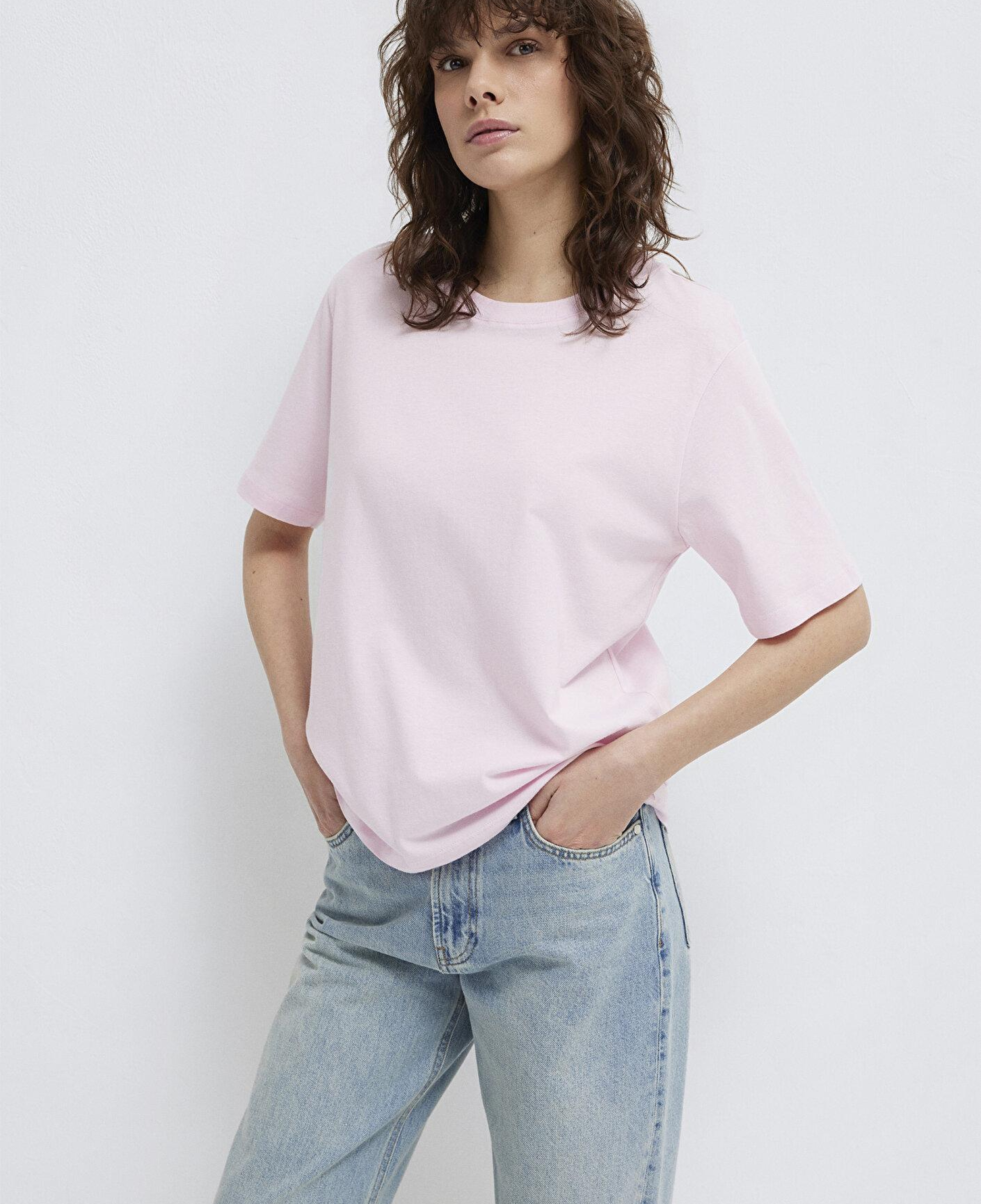 Mavi Bisiklet Yaka Pembe Basic Tişört Regular Fit / Normal Kesim 1600955-89200