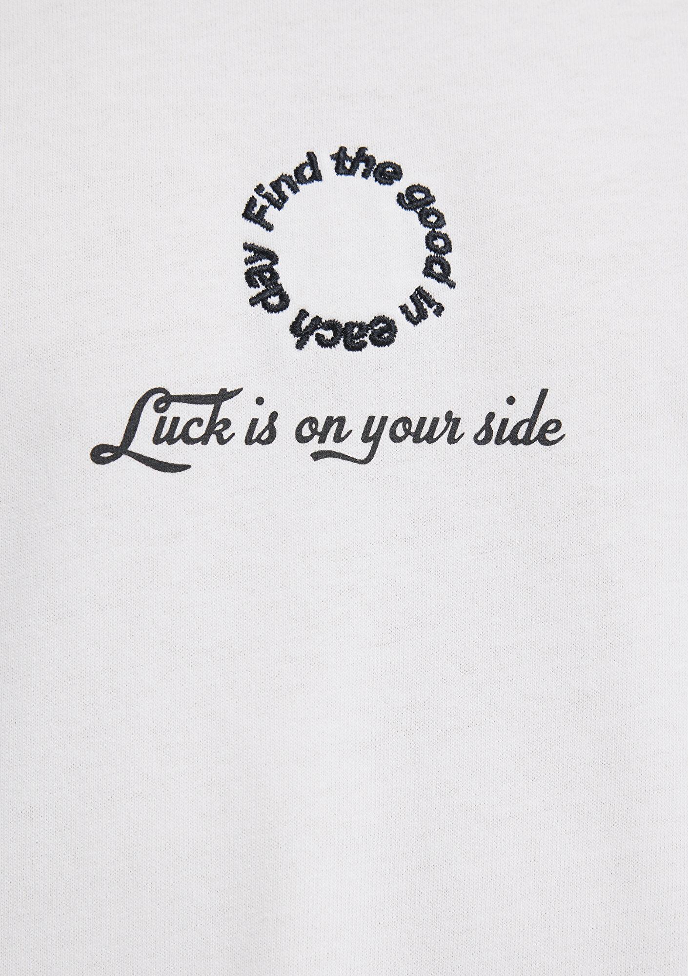 Mavi Luck Is In Your Side Baskılı Ekru Tişört Oversize / Geniş Kesim 0613183-70057