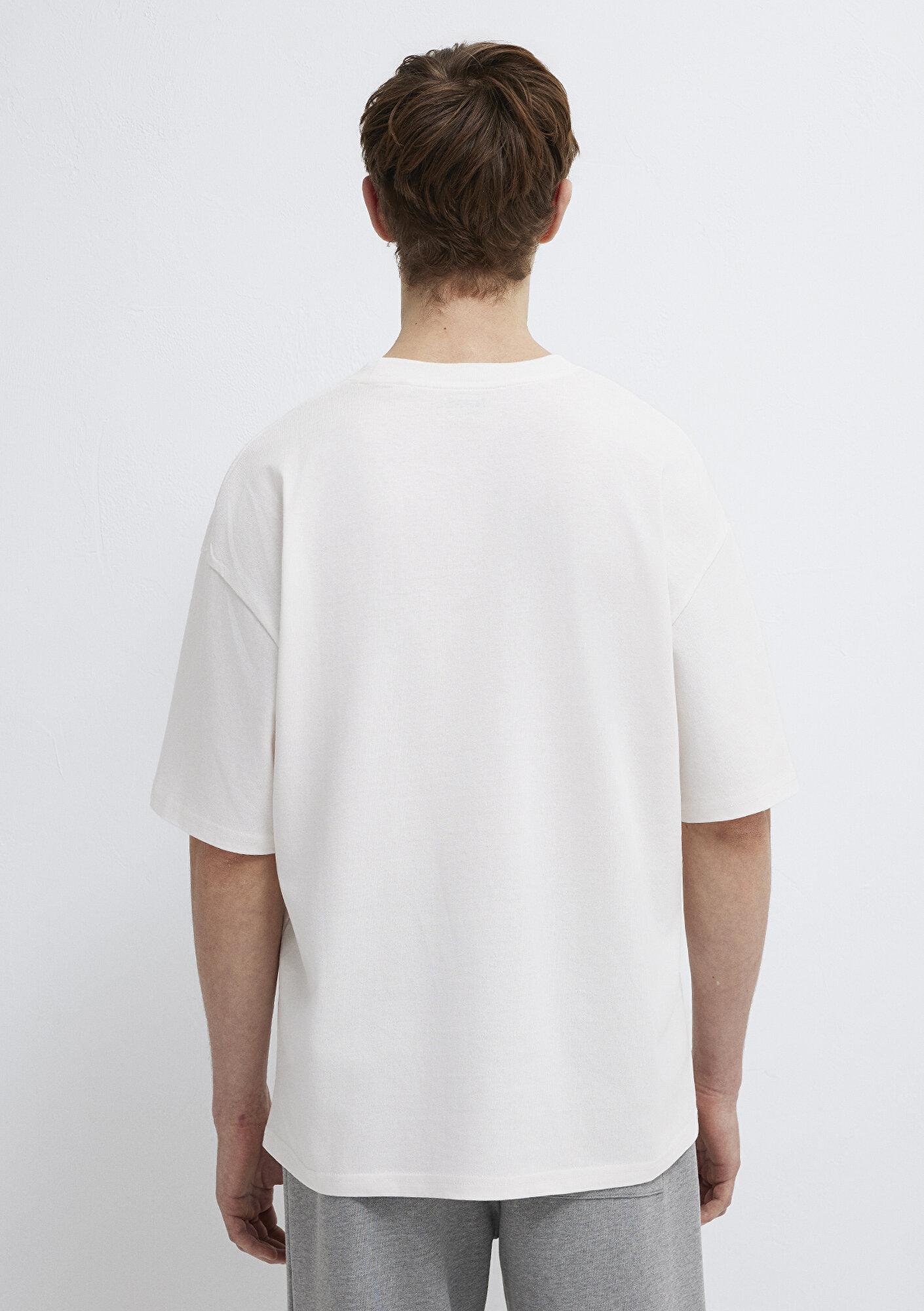 Mavi Luck Is In Your Side Baskılı Ekru Tişört Oversize / Geniş Kesim 0613183-70057