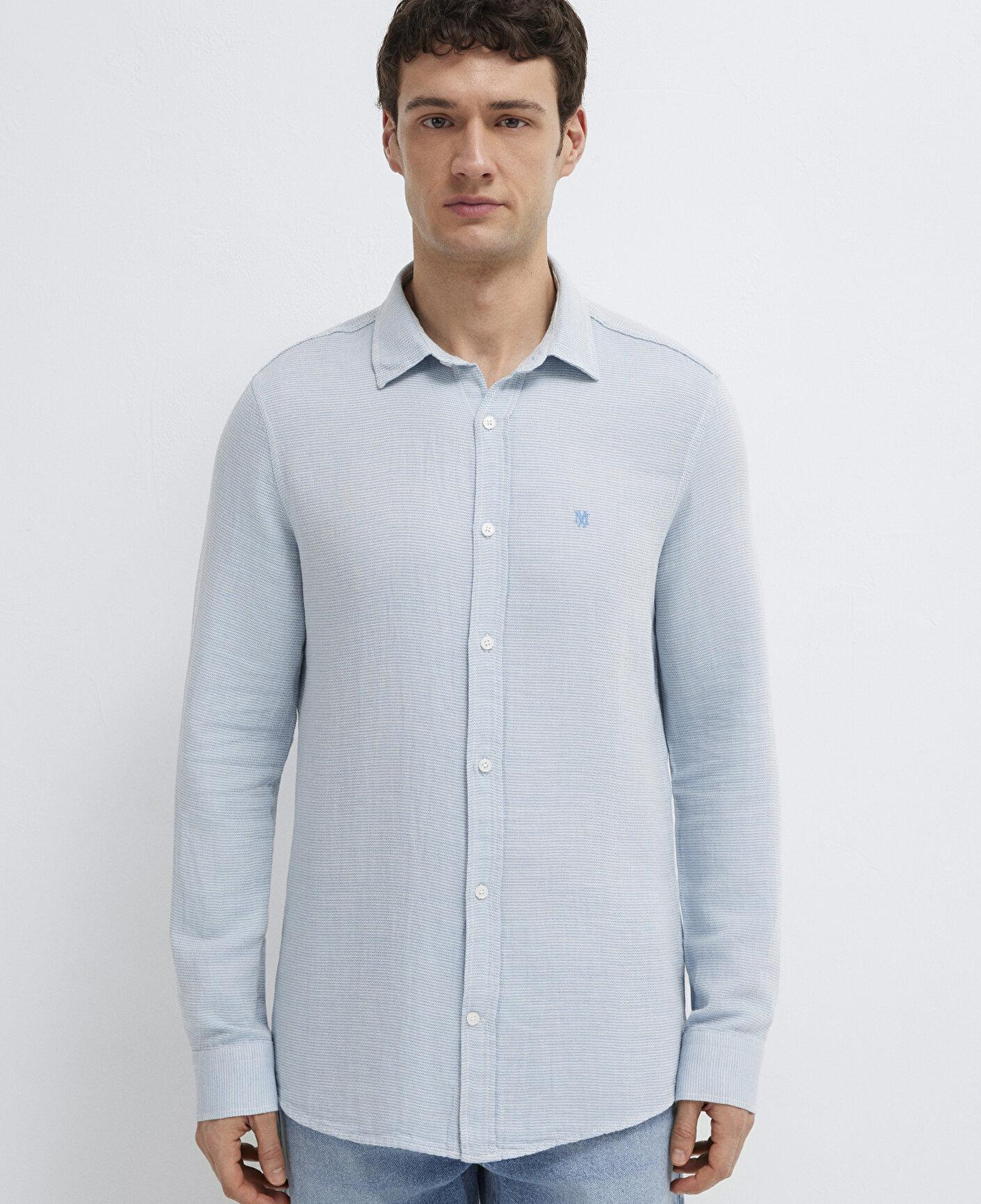 Mavi Mühür Logo Nakışlı Mavi Gömlek Slim Fit / Dar Kesim 0211899-86659