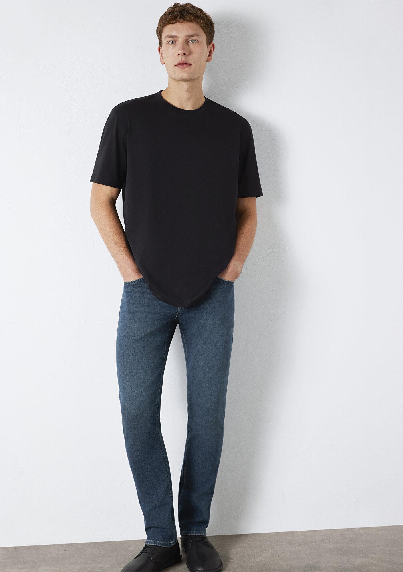 Mavi Siyah Basic Tişört Loose Fit / Bol Rahat Kesim 0613199-900