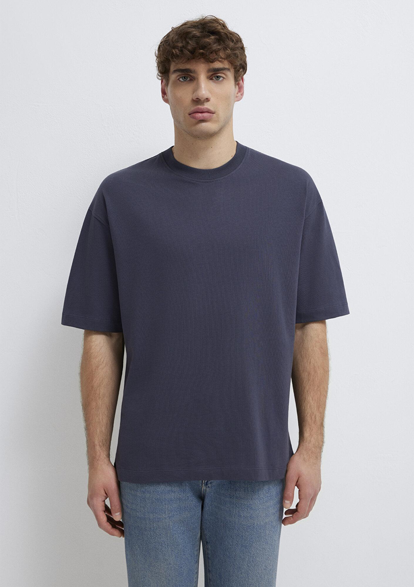 Mavi Antrasit  Basic Tişört Oversize / Geniş Kesim 0613113-70101